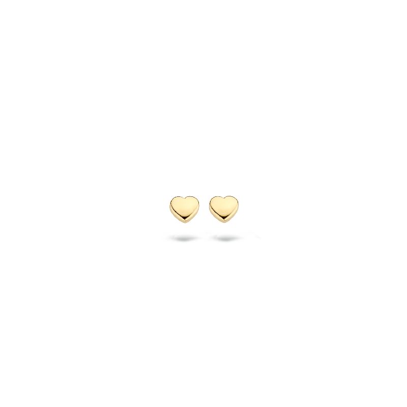 Blush Herzohrstecker 585er Gold – Damen Ohrstecker in Herzform, goldfarben, 3,9 mm