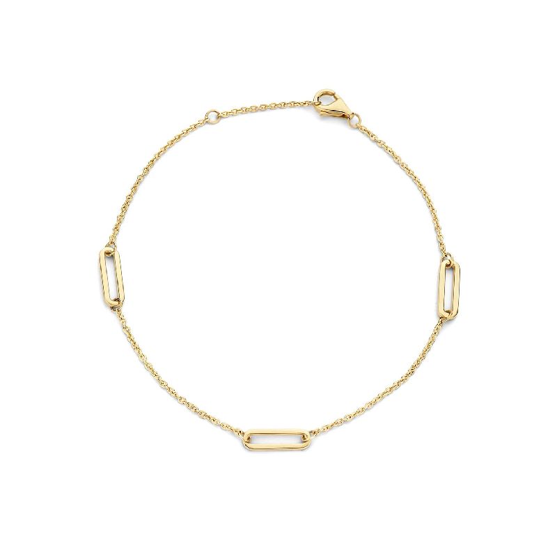 Blush Damen Armband aus 585 Gold, 19 cm lang, goldfarben, mit Zwischengliedern, ca. 3,5 mm breit