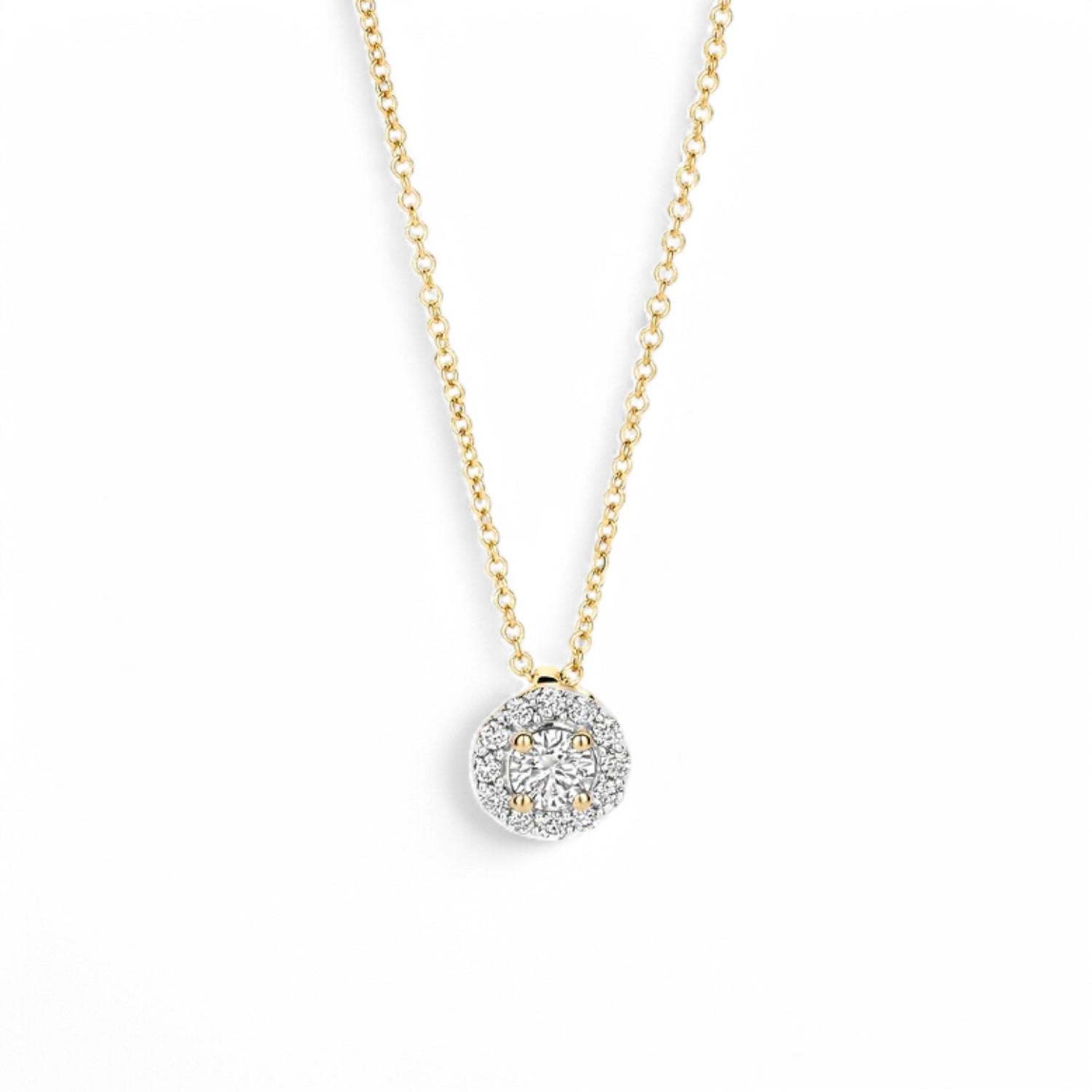 Blush Damen Kette mit 13 Labordiamanten, goldfarben, 0,22ct, 42cm, Brillant, 585 Gold