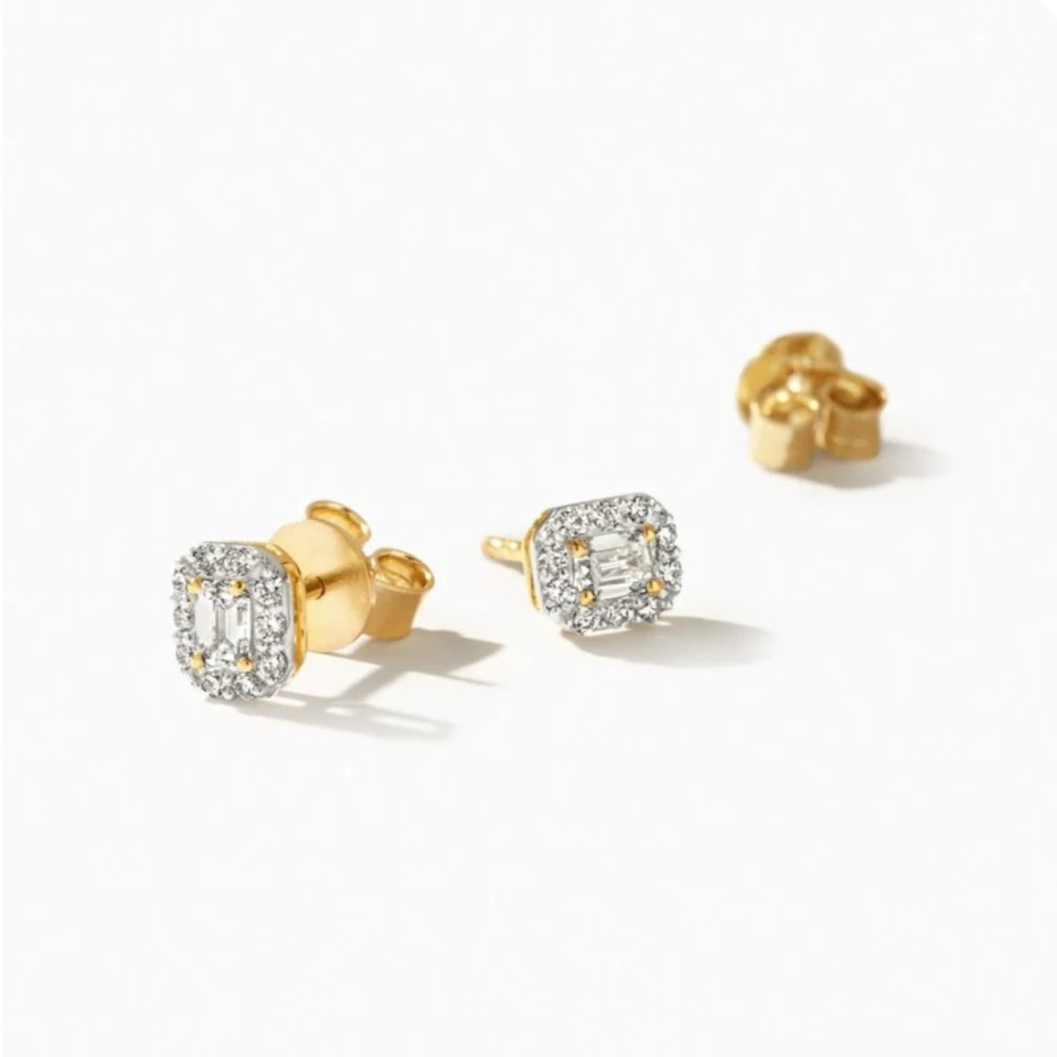 Blush Labordiamanten Ohrstecker Damen 585 Gold rechteckig 0,30ct Wesselton SI goldfarben