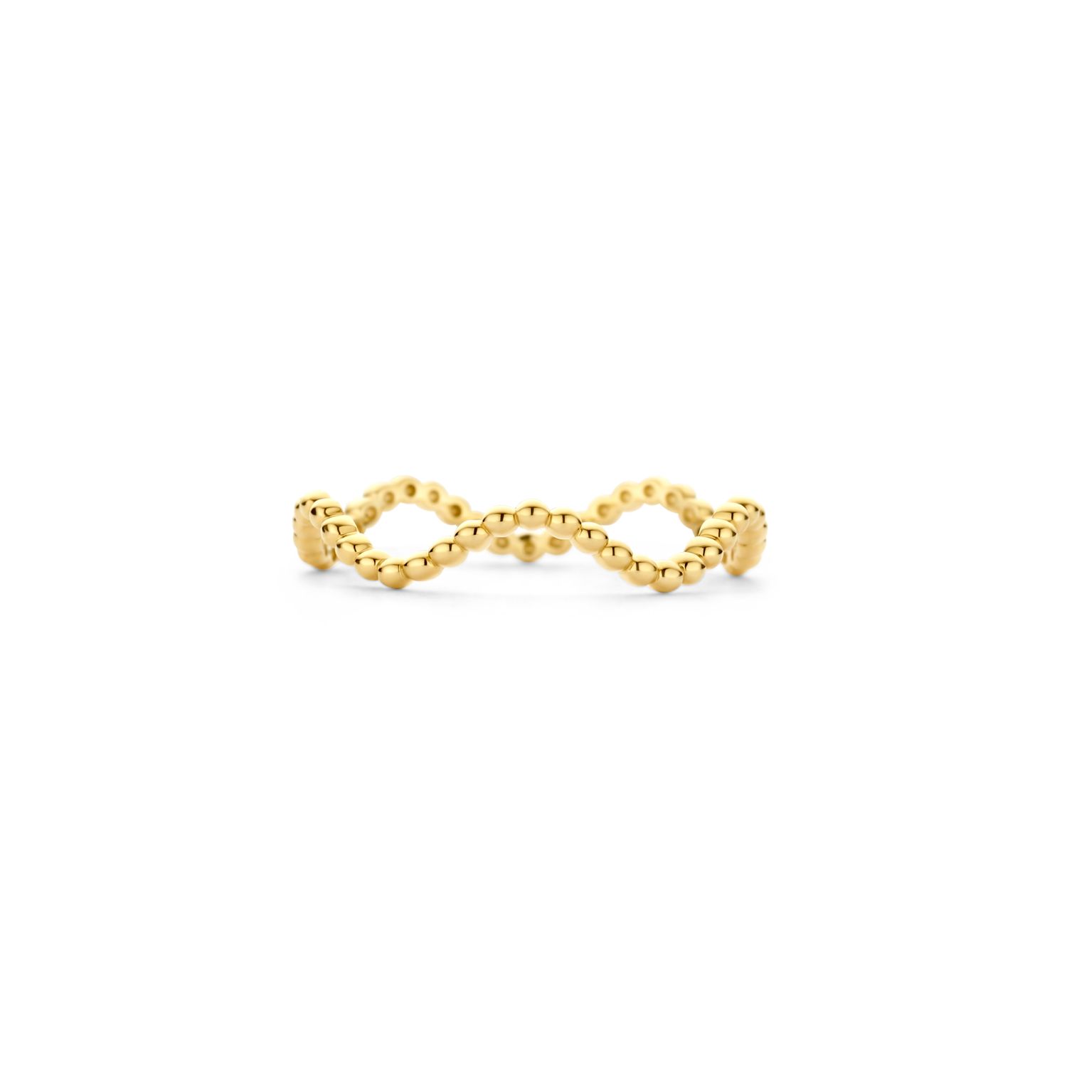 Wellenförmiger Kugelring aus 585 Gold für Damen, goldfarben, Größe 54 - Blush Schmuck