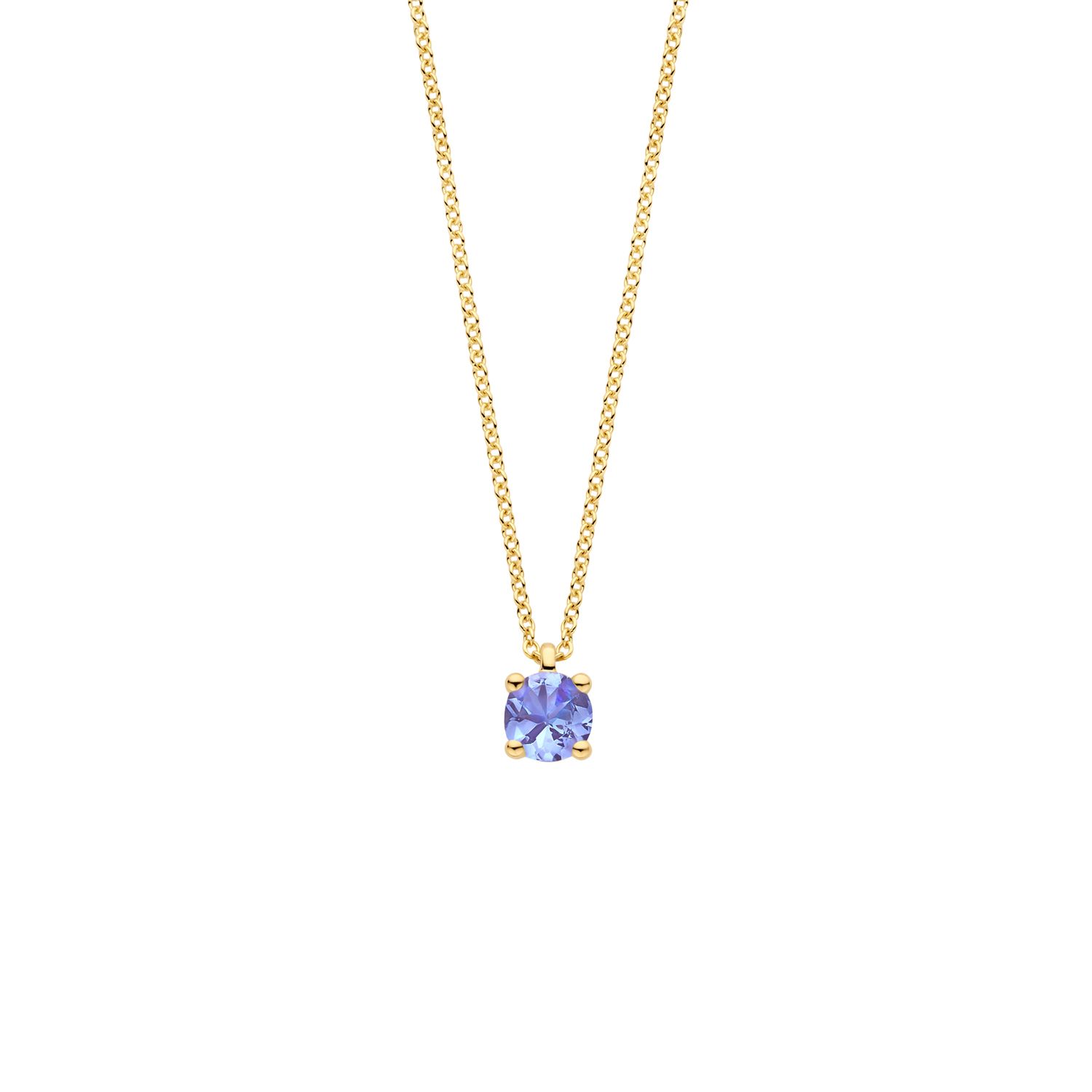 Blush Damen Kette mit 3,7mm Tansanit Geburtsstein Dezember in 585 Gold, 42cm, goldfarben-violett