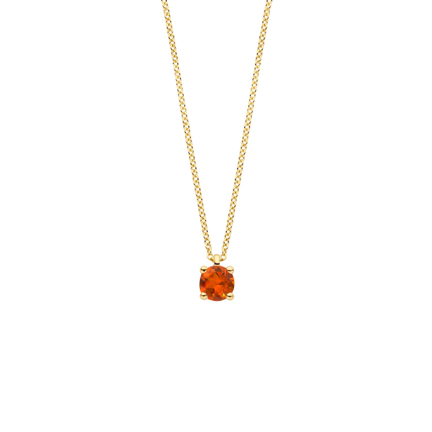 Blush Damen Kette mit 585 Gold und Citrin Geburtsstein November, 42cm, goldfarben-orange, 3,7mm