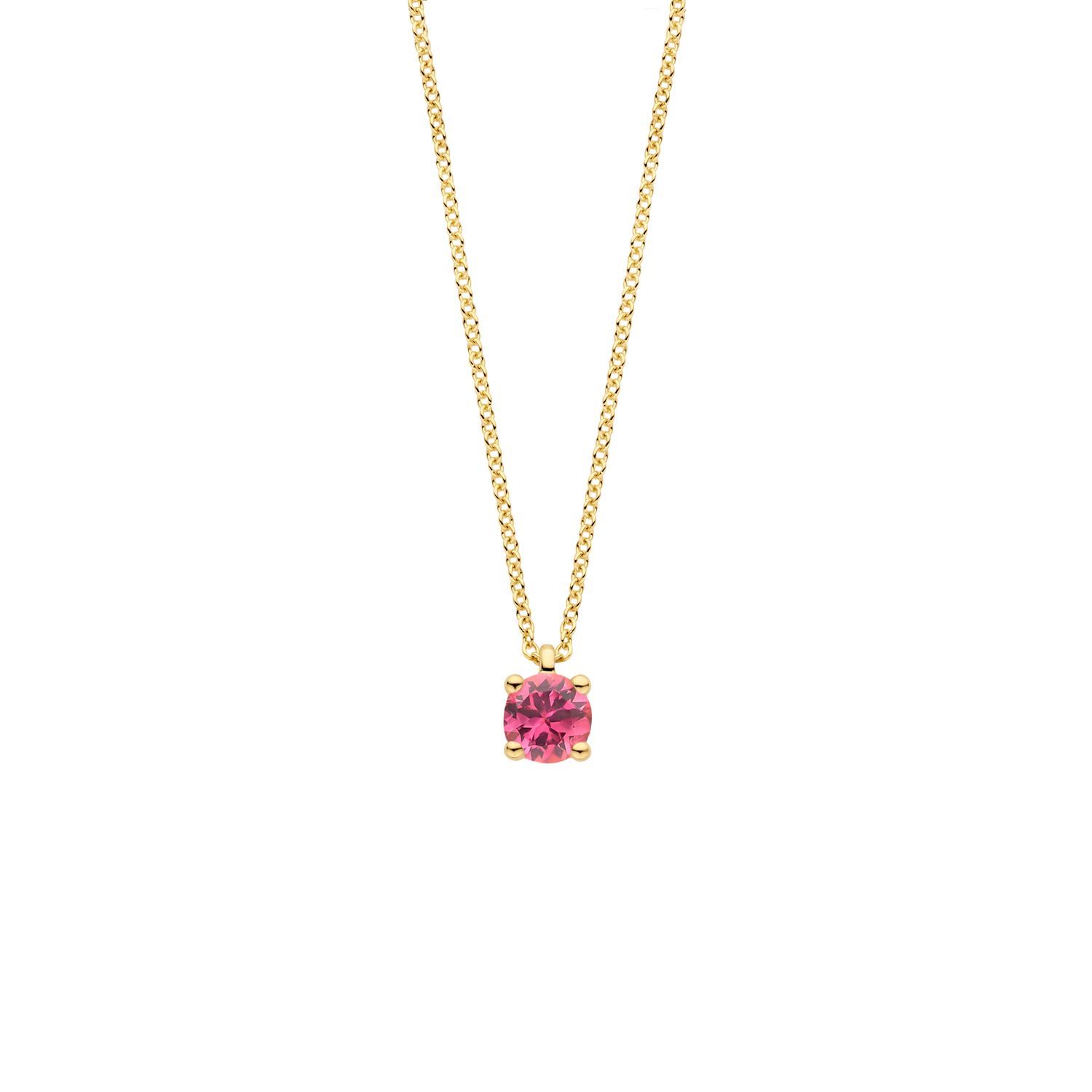 Blush Damen Kette mit 585 Gold und pinkem Turmalin, 42cm, Geburtsstein Oktober, goldfarben