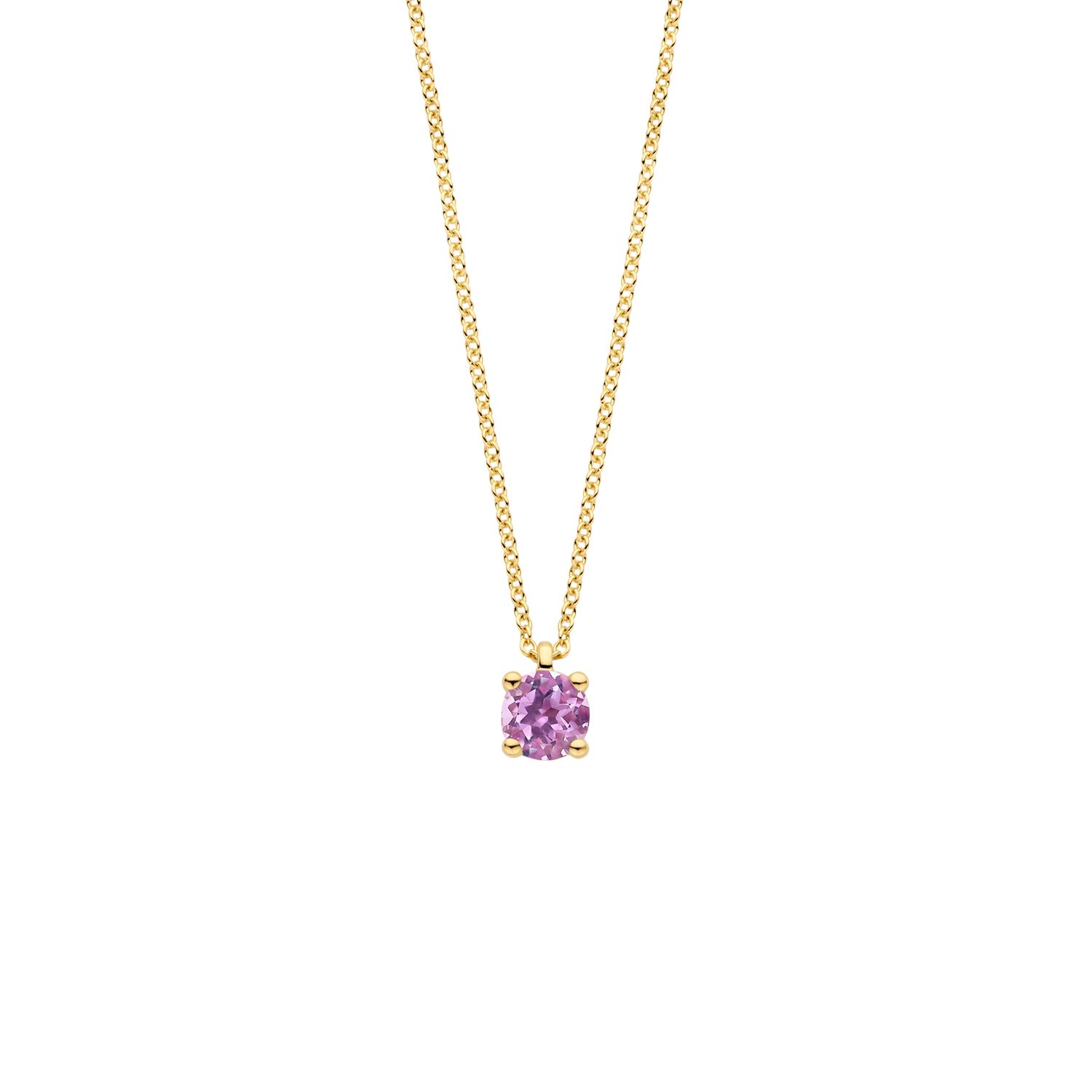 Blush Damen Kette mit rosa Amethyst, 585 Gold, 42cm, Geburtsstein Juni, goldfarben, 3,7mm