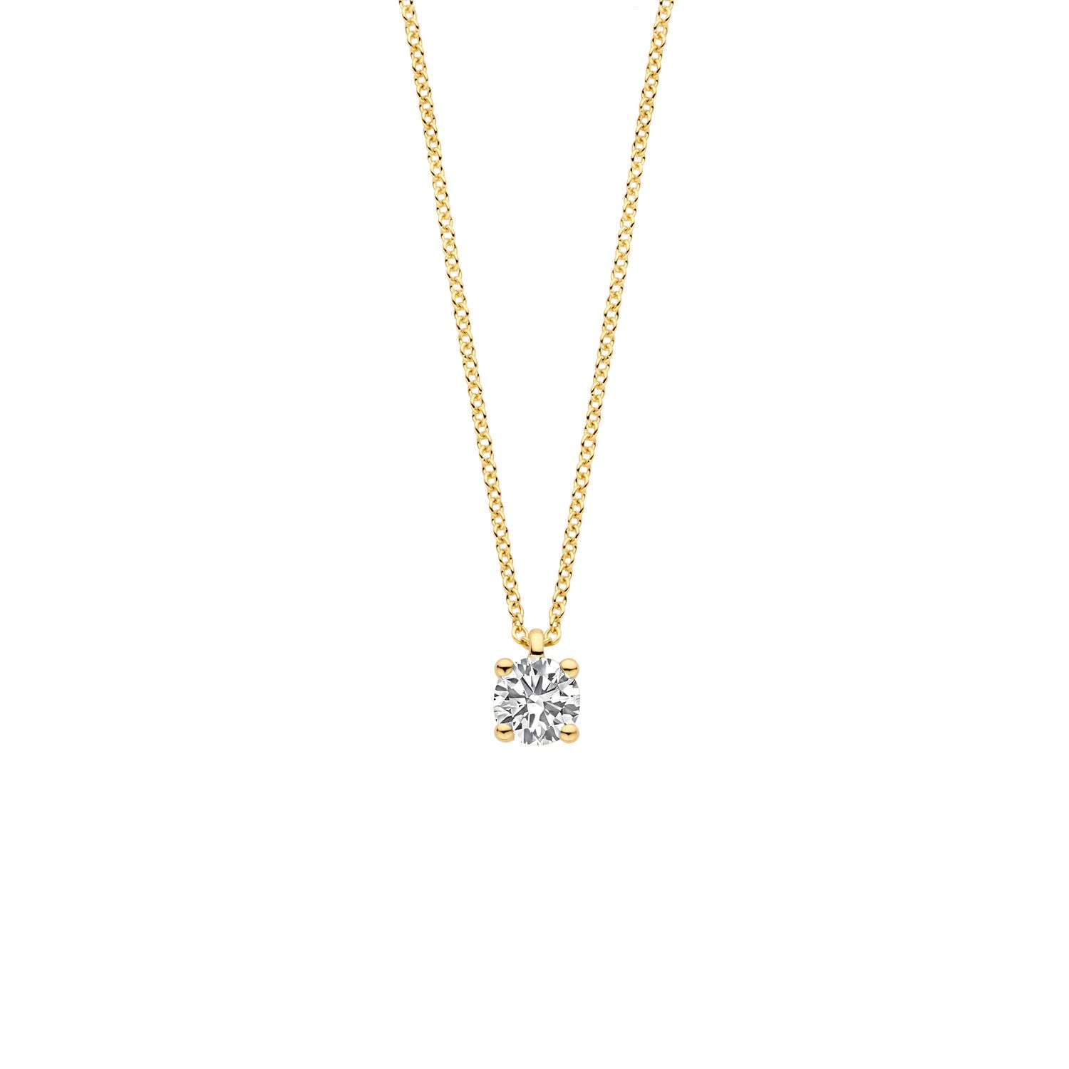 Blush Damen Kette mit 0,25ct April Diamant aus 585 Gold, 42cm, Brillant, Wesselton Lab Grown