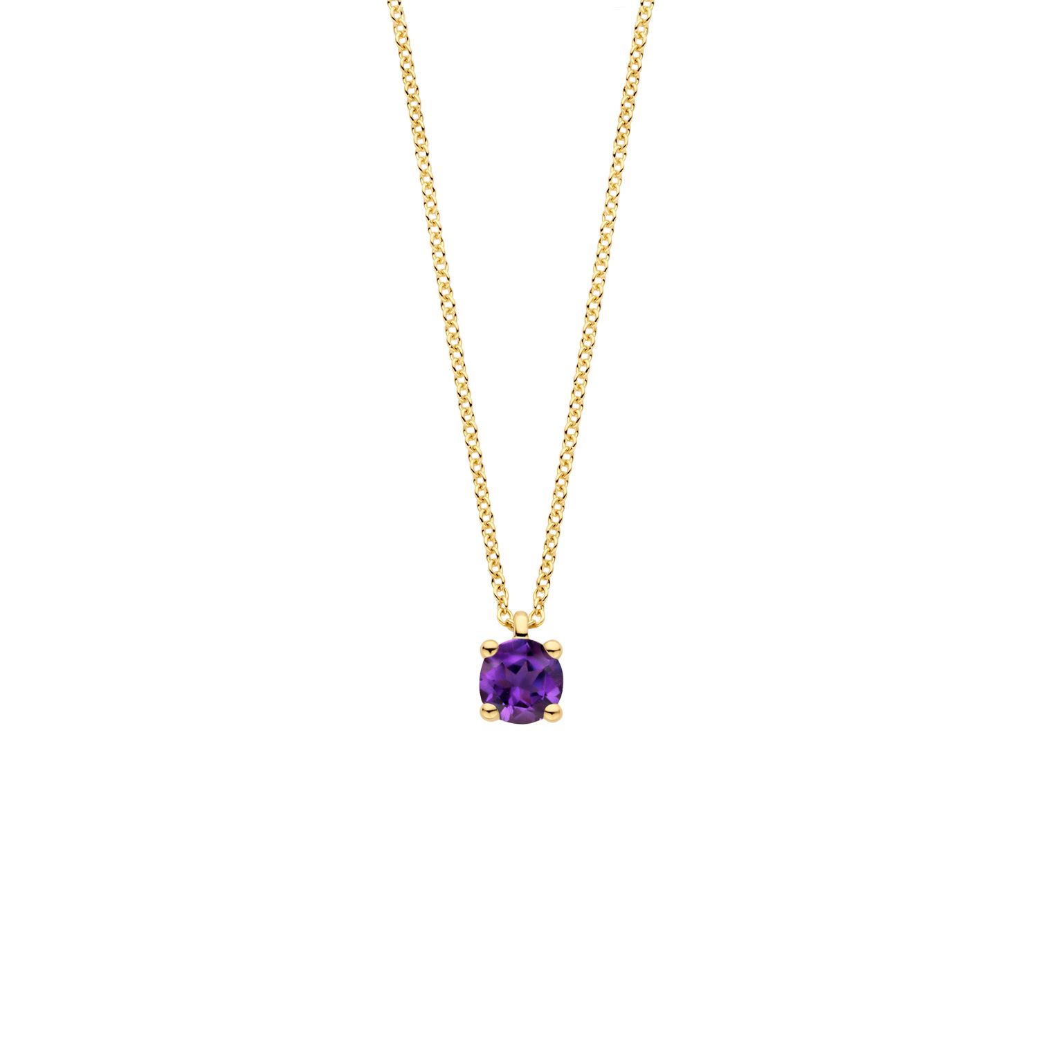 Blush Damen Kette mit 585 Gold und Amethyst, 42cm, goldfarben-violett, Geburtsstein Februar