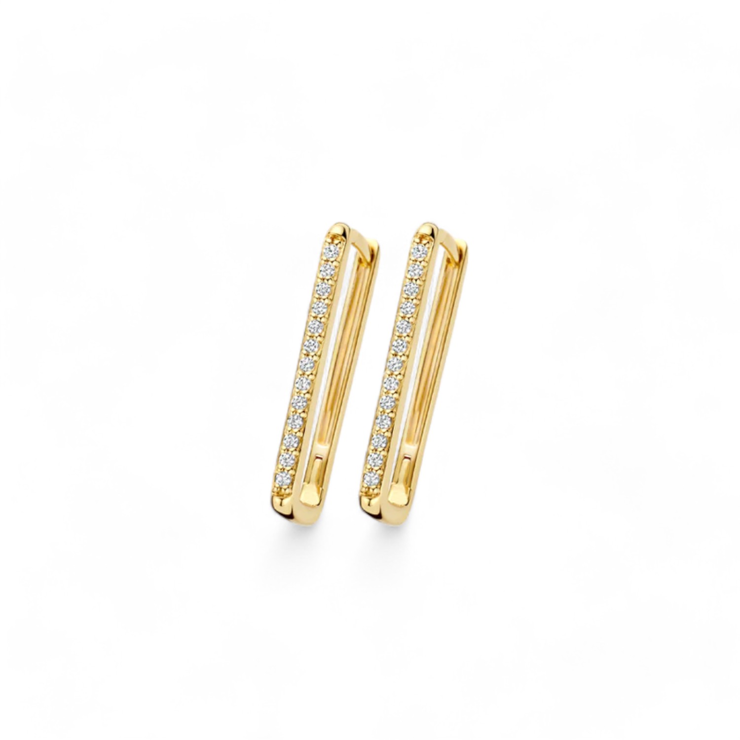 Blush Creolen aus 585 Gold mit Zirkonia für Damen, goldfarbener Ohrschmuck, Größe 18,5x7,7mm