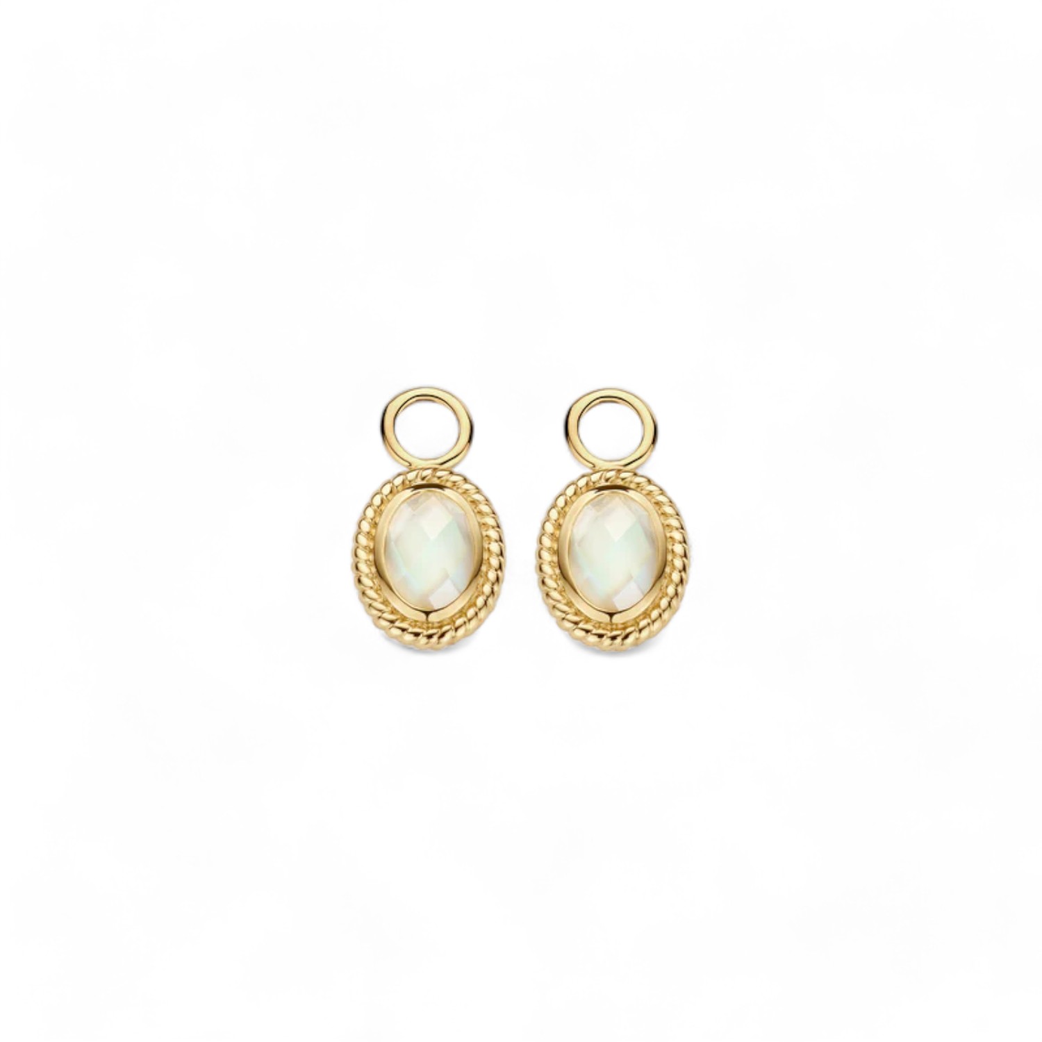 Blush Charmanhänger für Ohringe aus 585 Gold mit Quarz und Perlmutt, goldfarben, 11,5x6,3mm für Damen