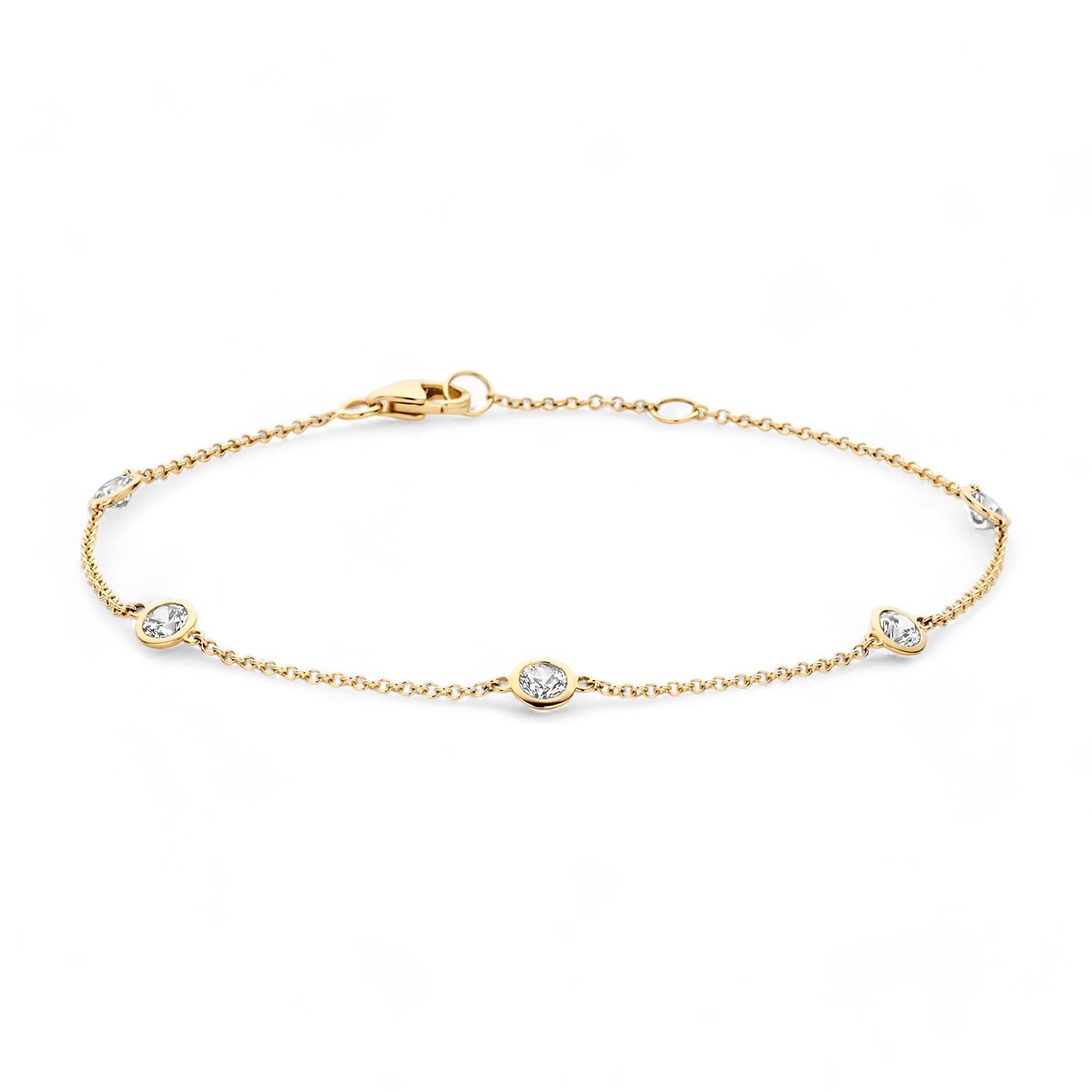 Blush Gold Armband 585 mit Zirkonia für Damen, 16,5/18 cm Armschmuck in edlem Goldton