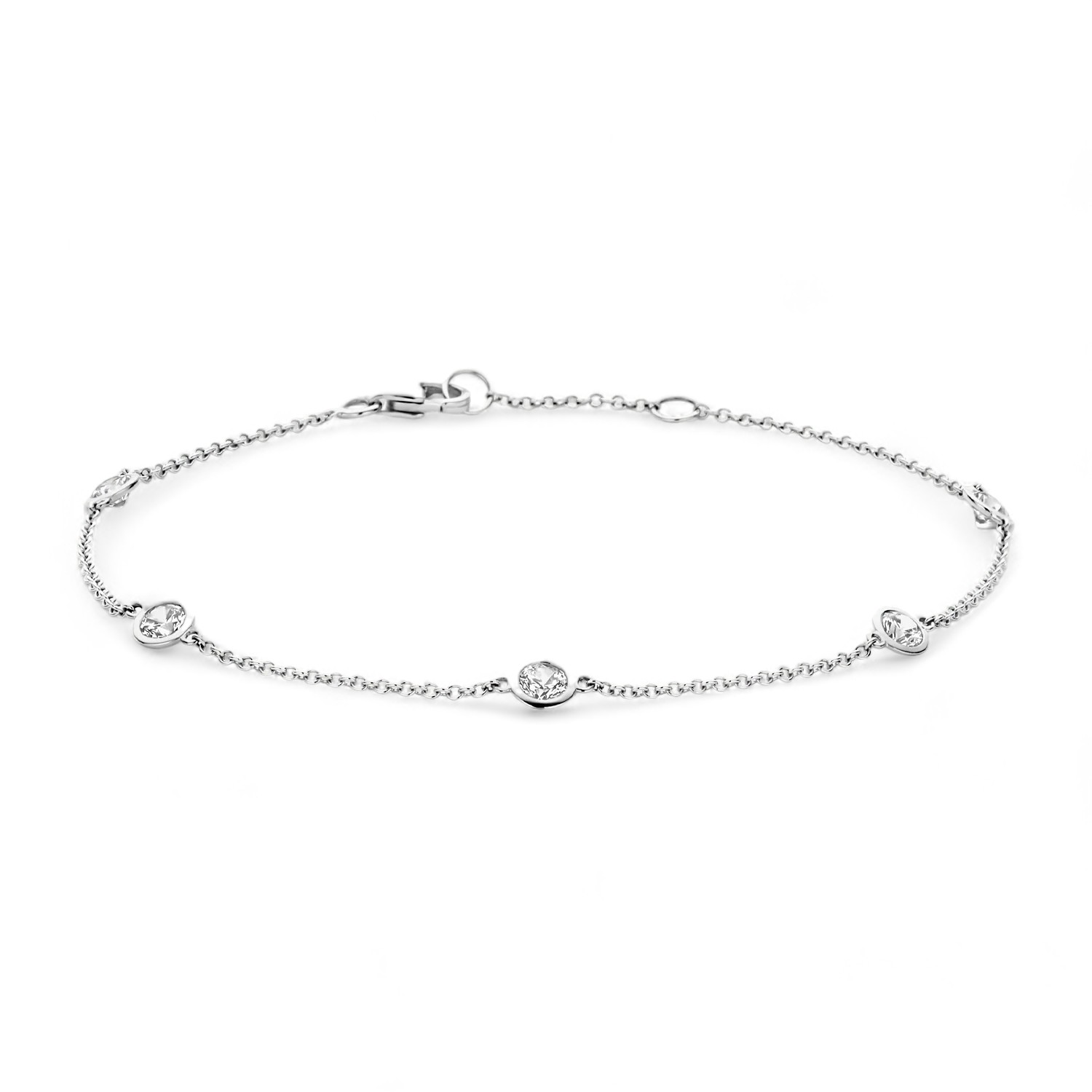 Blush Weißgold Armband 585 mit Zirkonia, Damen, verstellbar 16,5/18cm – silber