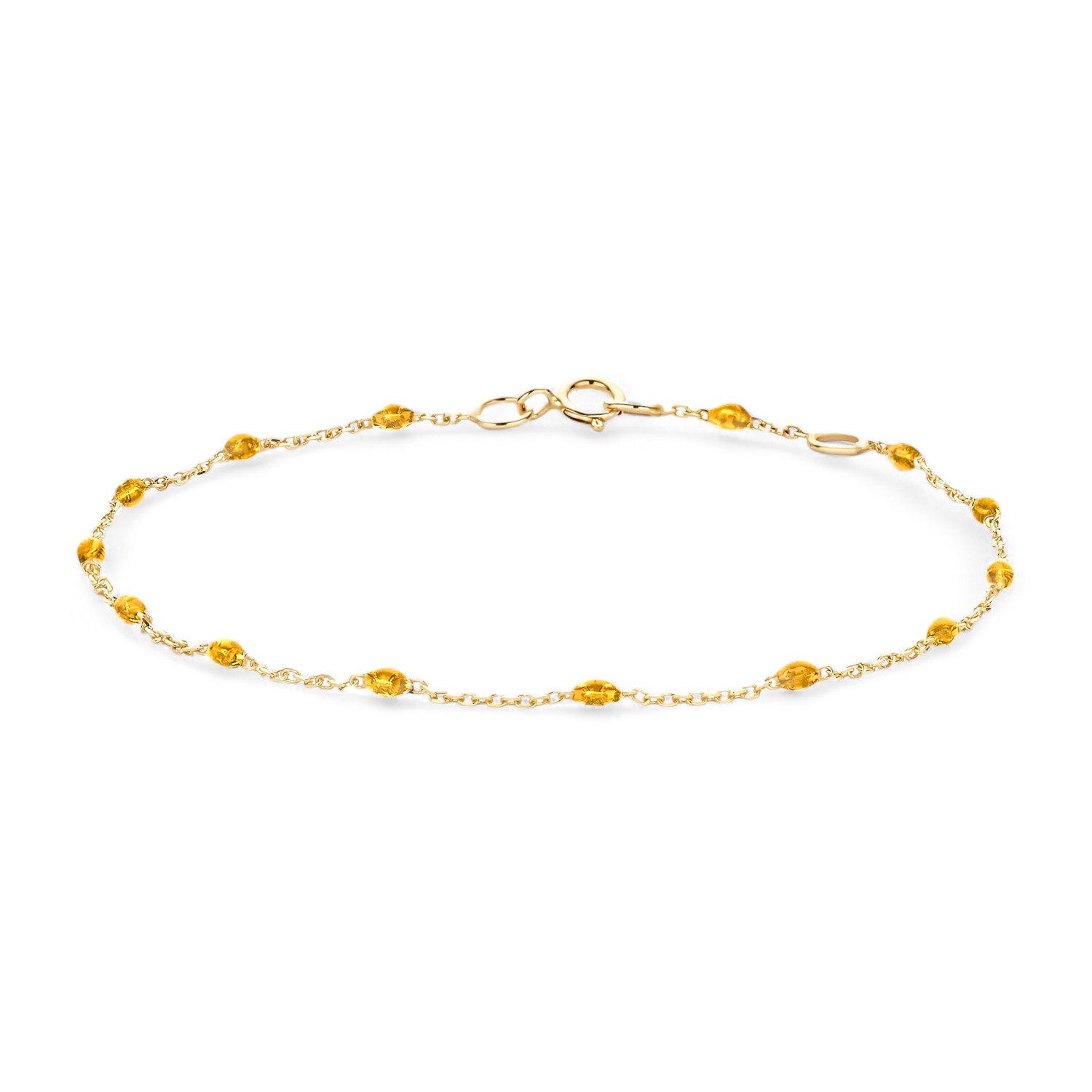 Blush Armband aus 585 Gelbgold mit Karamell Kunstharz für Damen, 18 cm Armschmuck in gold-orange