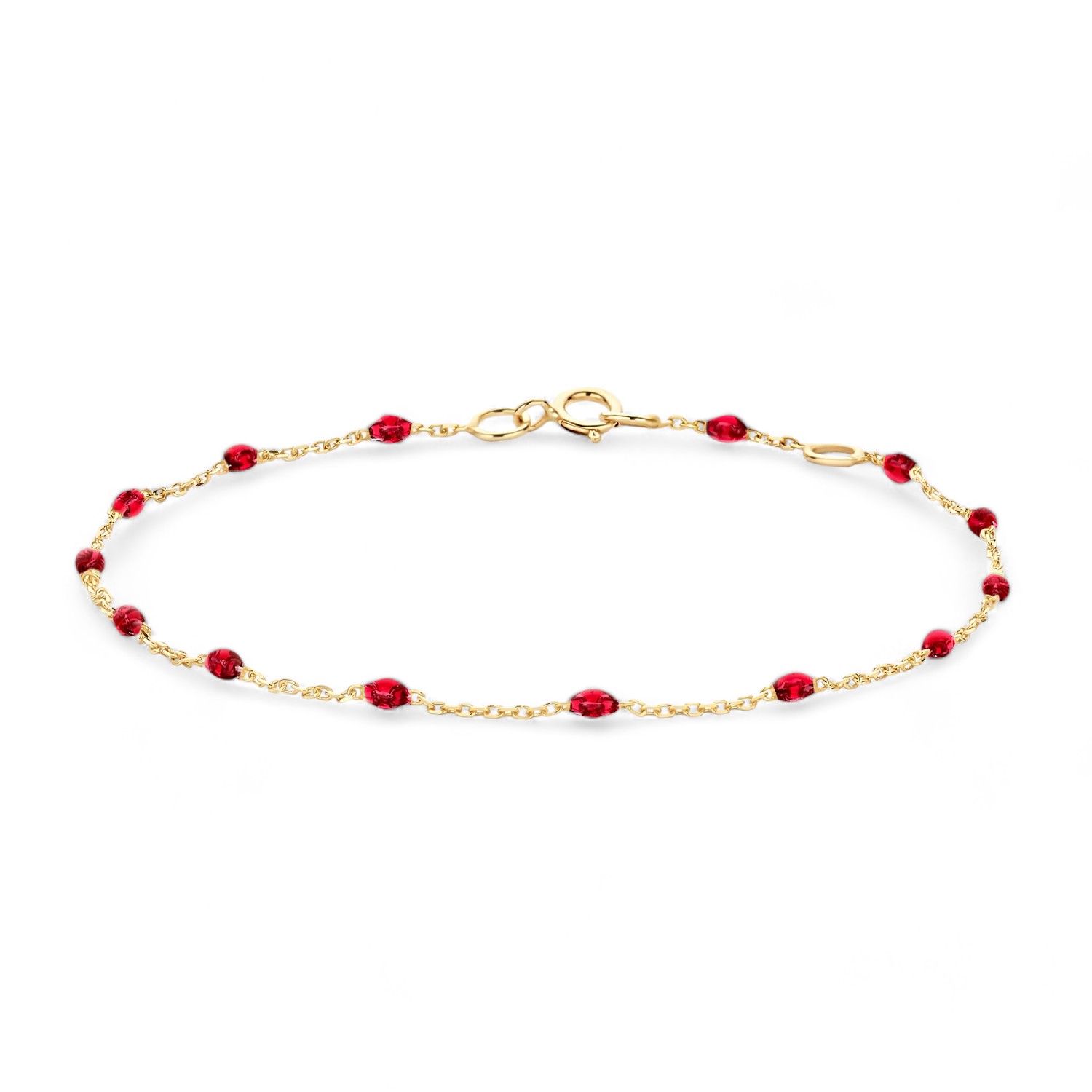 Blush Damen Armband 585 Gelbgold mit rotem Kunstharz, 18 cm Armschmuck für stilvolle Akzente