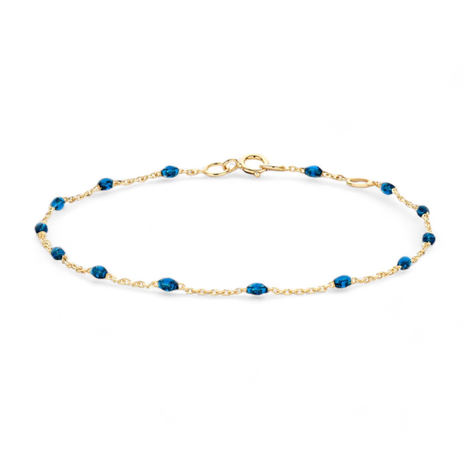 Blush Armband aus 585 Gelbgold mit blauem Kunstharz für Damen, 18 cm Armschmuck