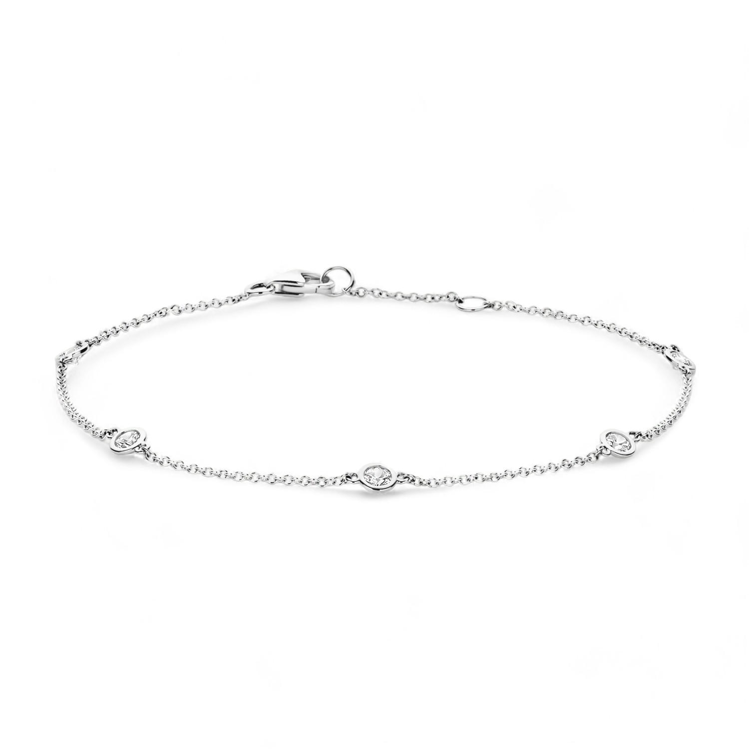 Blush Damen Armband aus 585 Gold mit Zirkonia, silberfarben, 16,5/18 cm Armschmuck