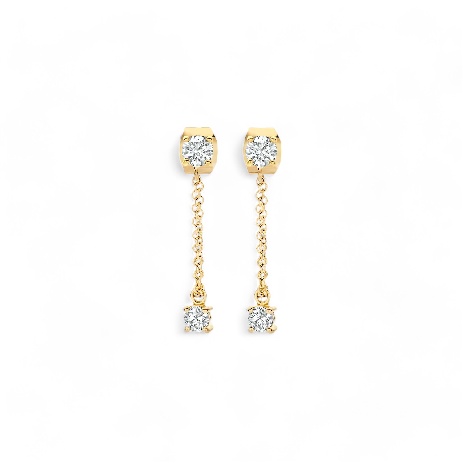 Blush Ohrhänger für Damen, 585 Gold, 15x3mm, mit Zirkonia – Goldfarben