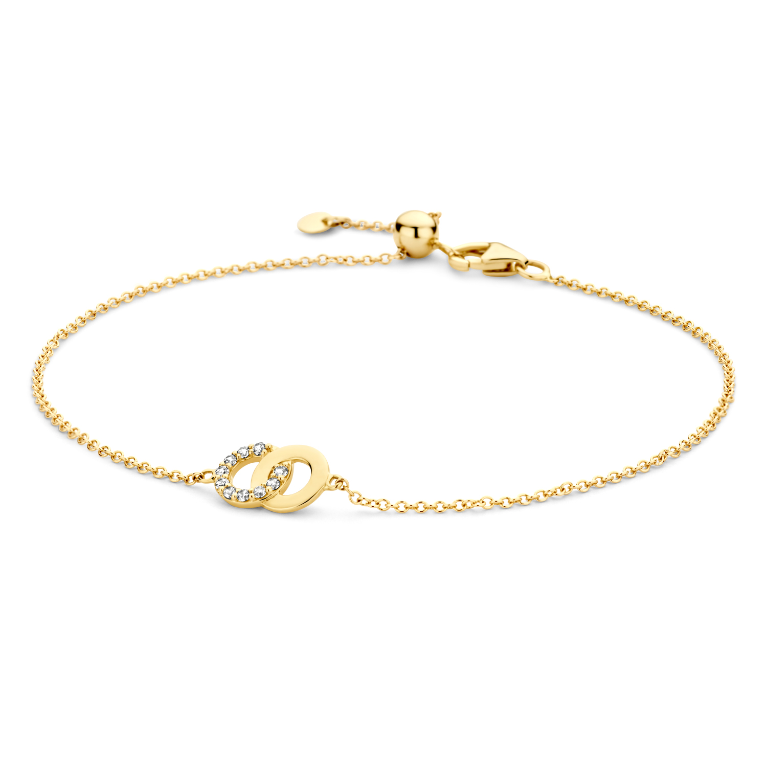 Blush Damen-Armband Gelbgold 585 mit Zirkonia, 18 cm kürzbar – goldfarbener Armschmuck