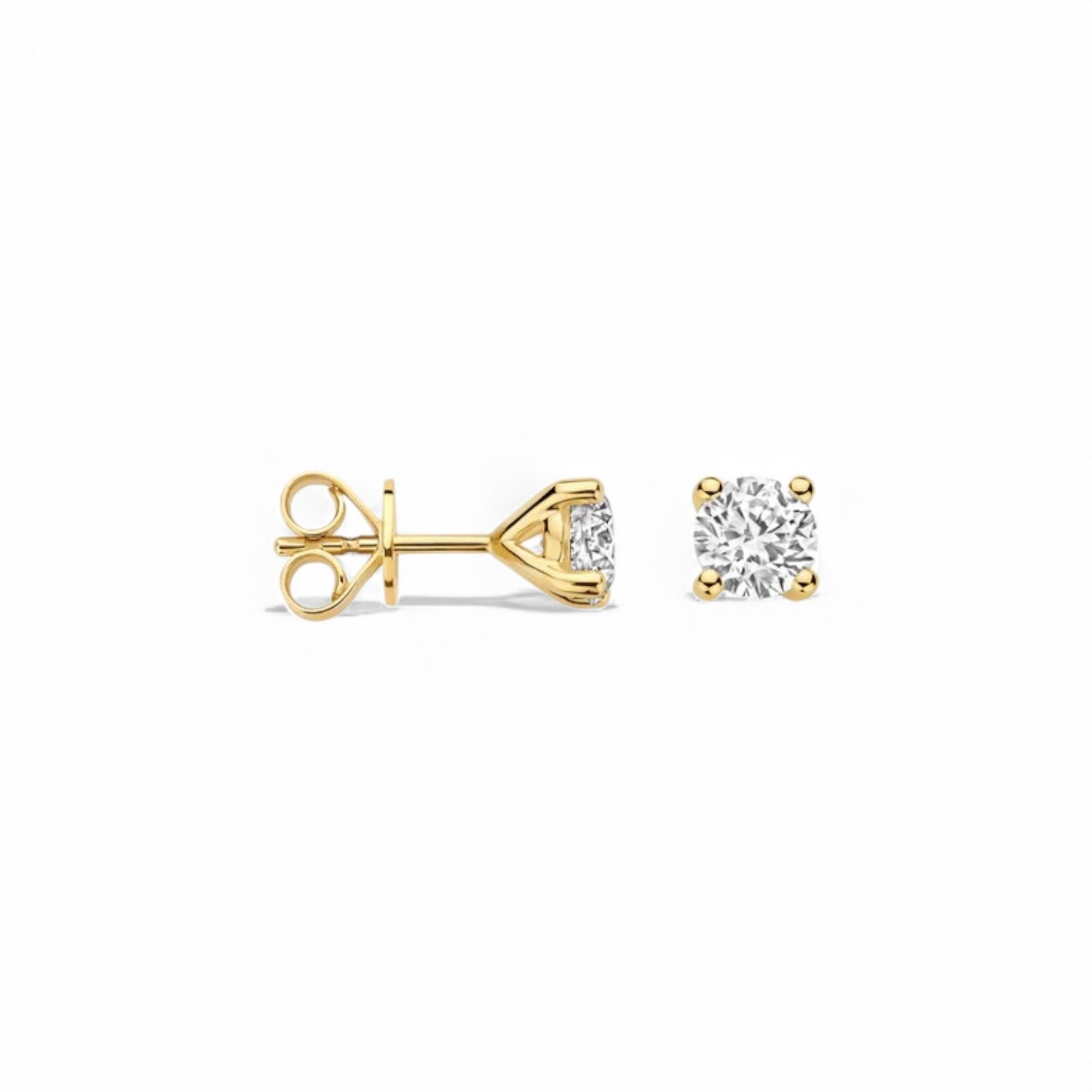 Blush Labordiamanten Ohrstecker 585 Gold 0,90ct Brillant Wesselton SI für Damen, 5,2mm, goldfarben