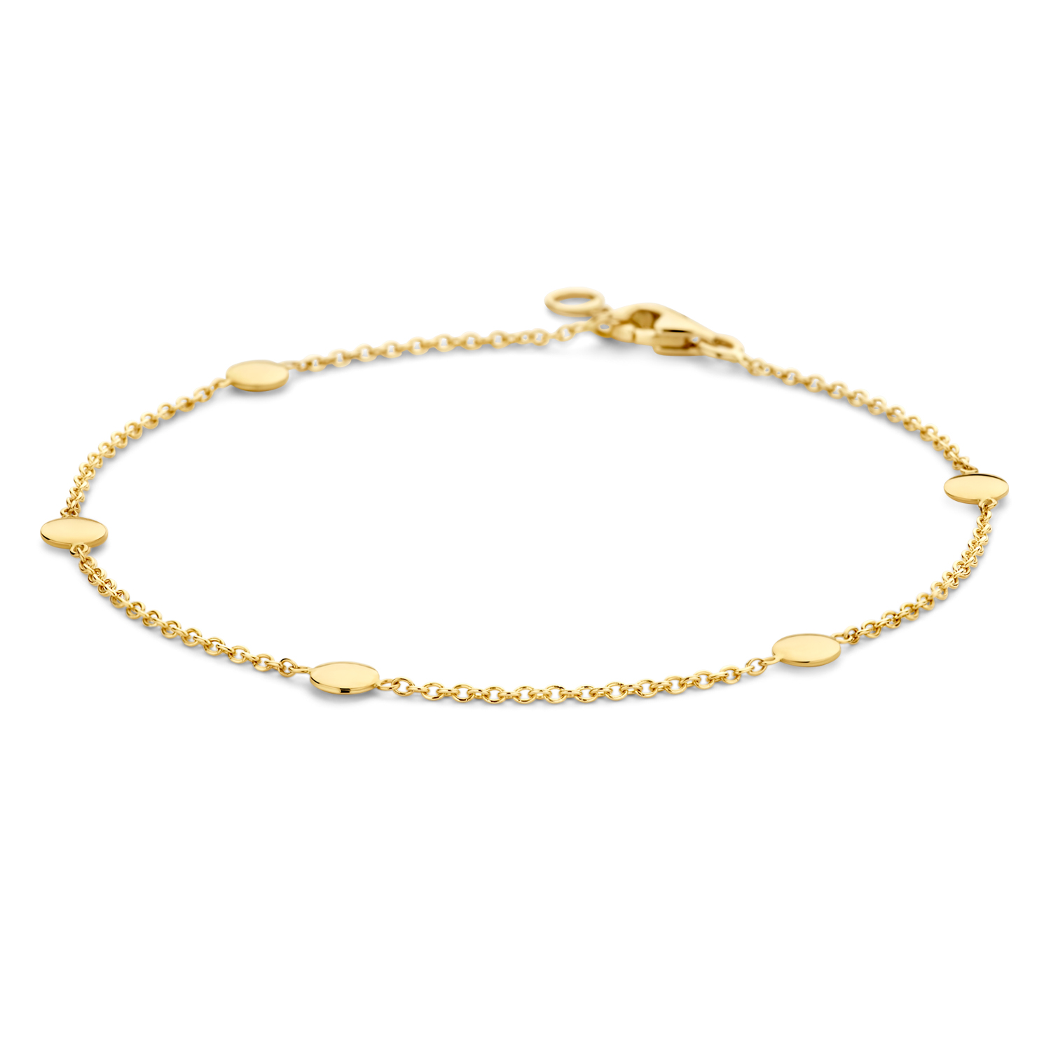 Blush Armband mit Plättchen für Damen – 585 Gold, goldfarben, Länge 17,5/18,5 cm
