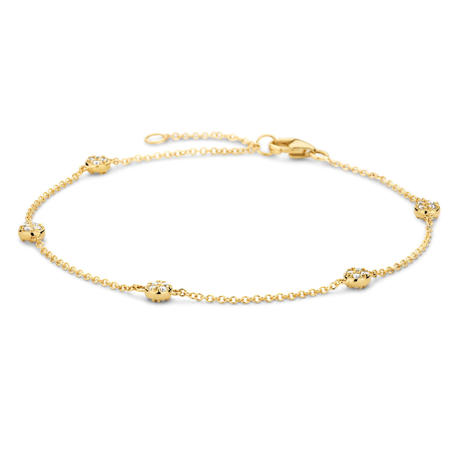 Blush Armband für Damen, 585 Gold, Zirkonia, Ø 3,5mm, Kettenlänge 17/19cm