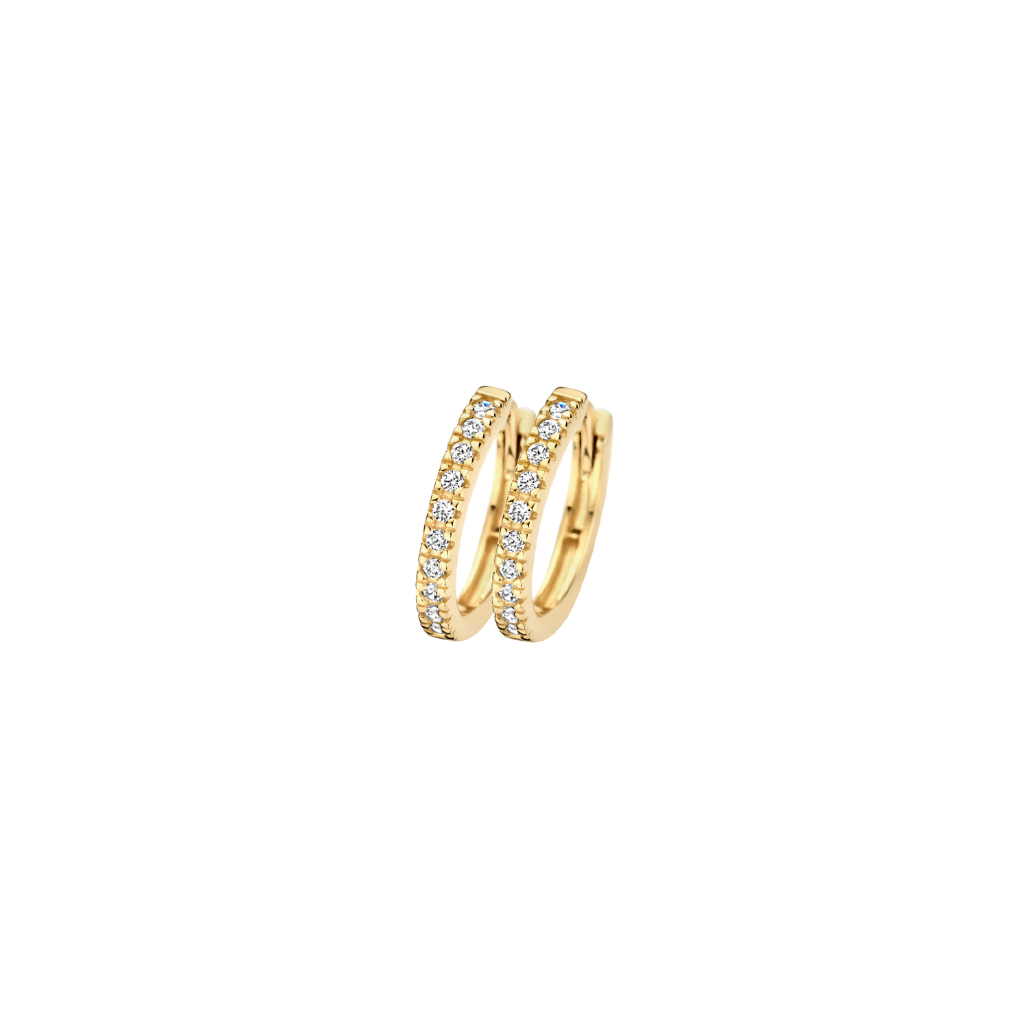 Blush Creolen aus 585 Gold mit Zirkonia für Damen, klappbar, Ø 12mm, goldfarben Ohrschmuck