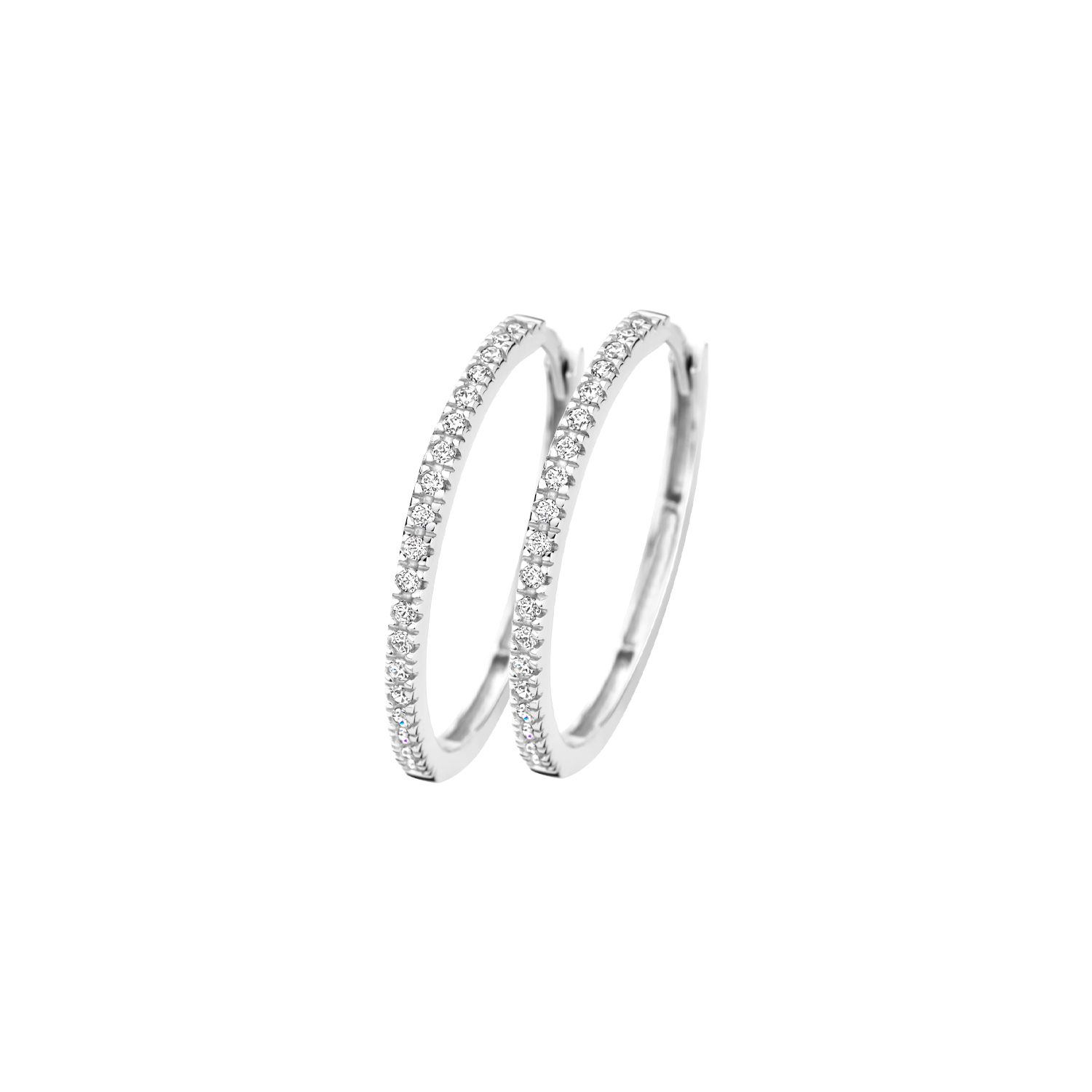 Blush Creolen aus 585 Weißgold mit Zirkonia für Damen, Ø 20mm, silberfarbener Ohrschmuck