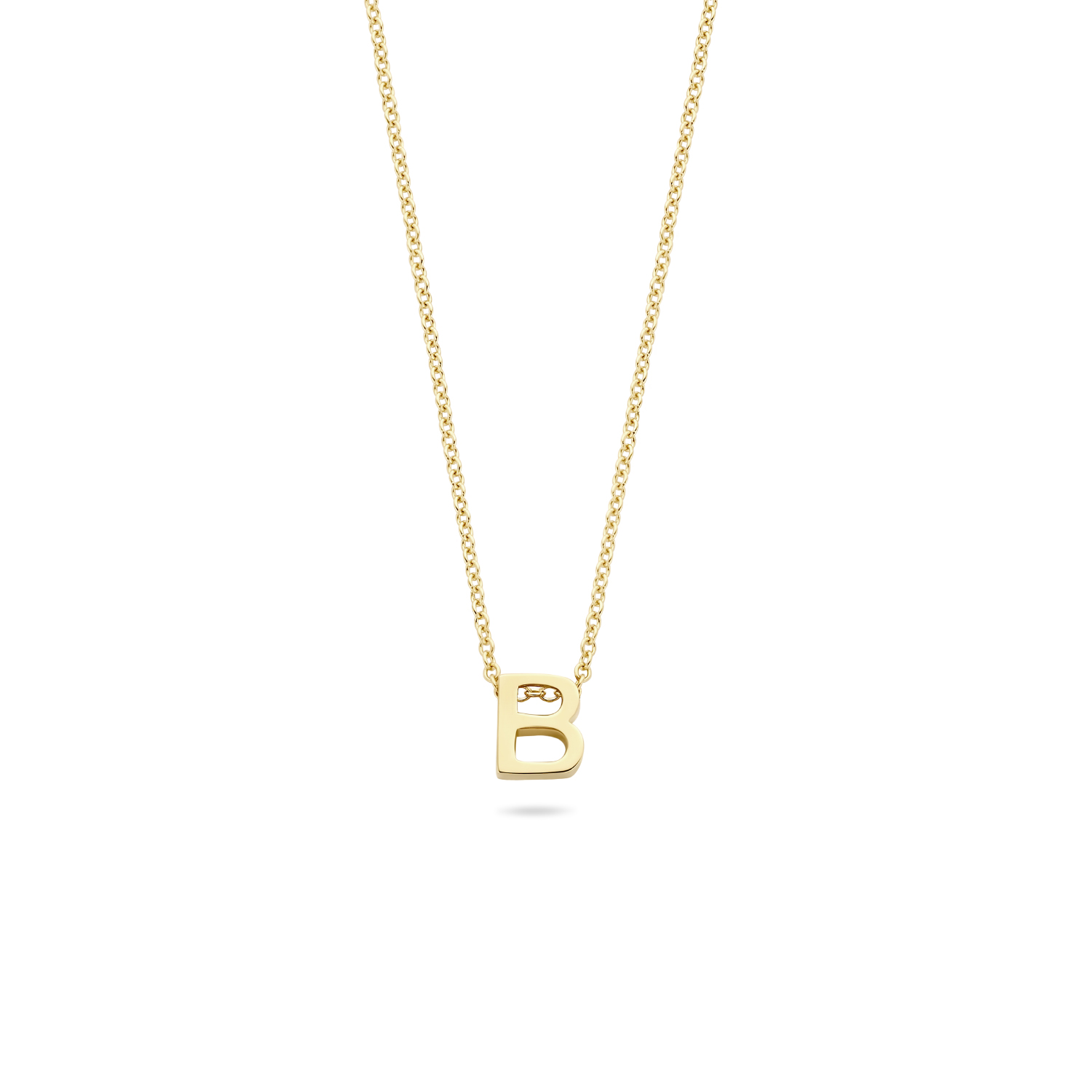 Blush Damen Kette mit goldfarbenem 585 Gold Anhänger Buchstabe B, 42 cm lang, elegantes Schmuckstück