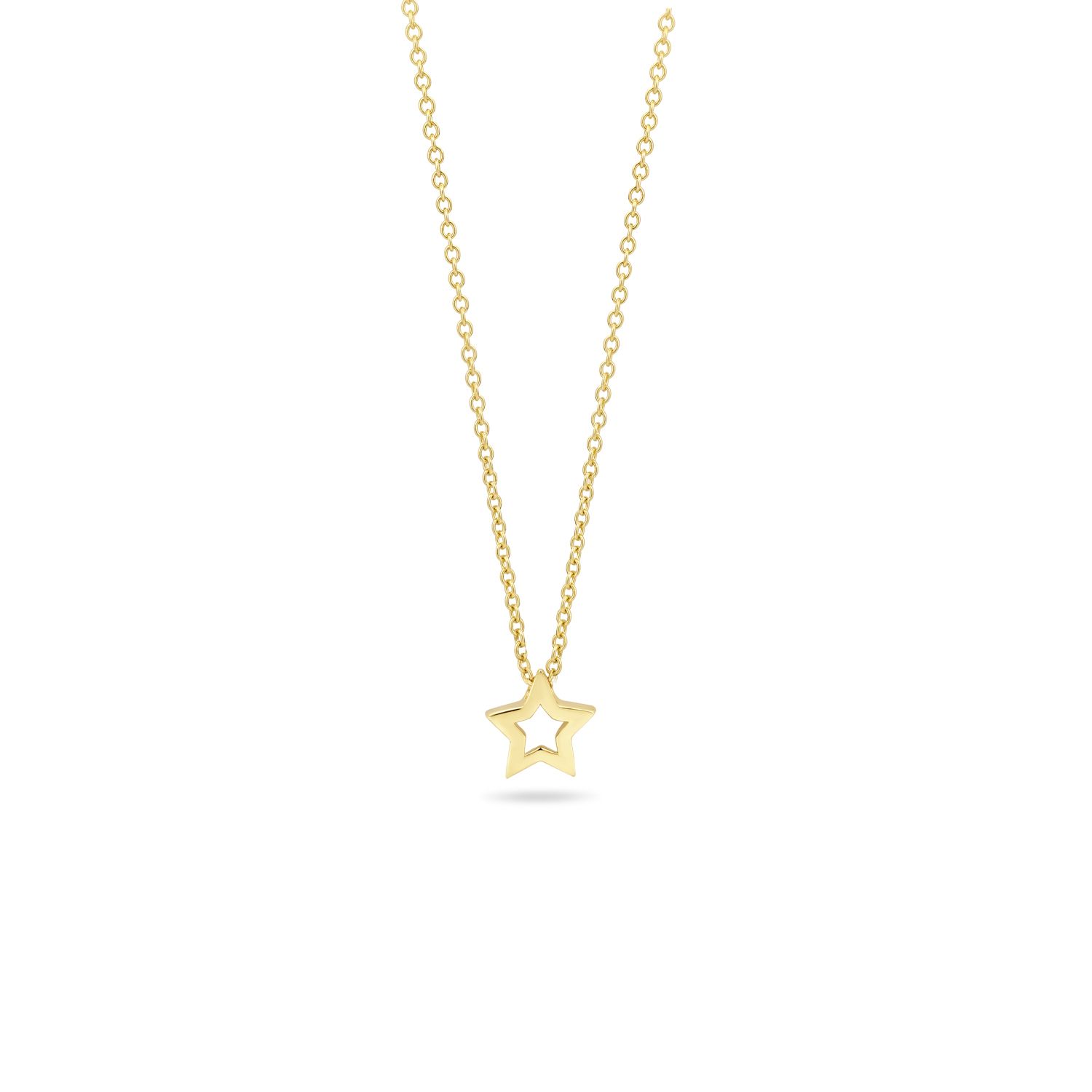 Blush Damen Kette mit goldfarbenem 585 Gold Sternanhänger, 42 cm lang, 9 mm Größe