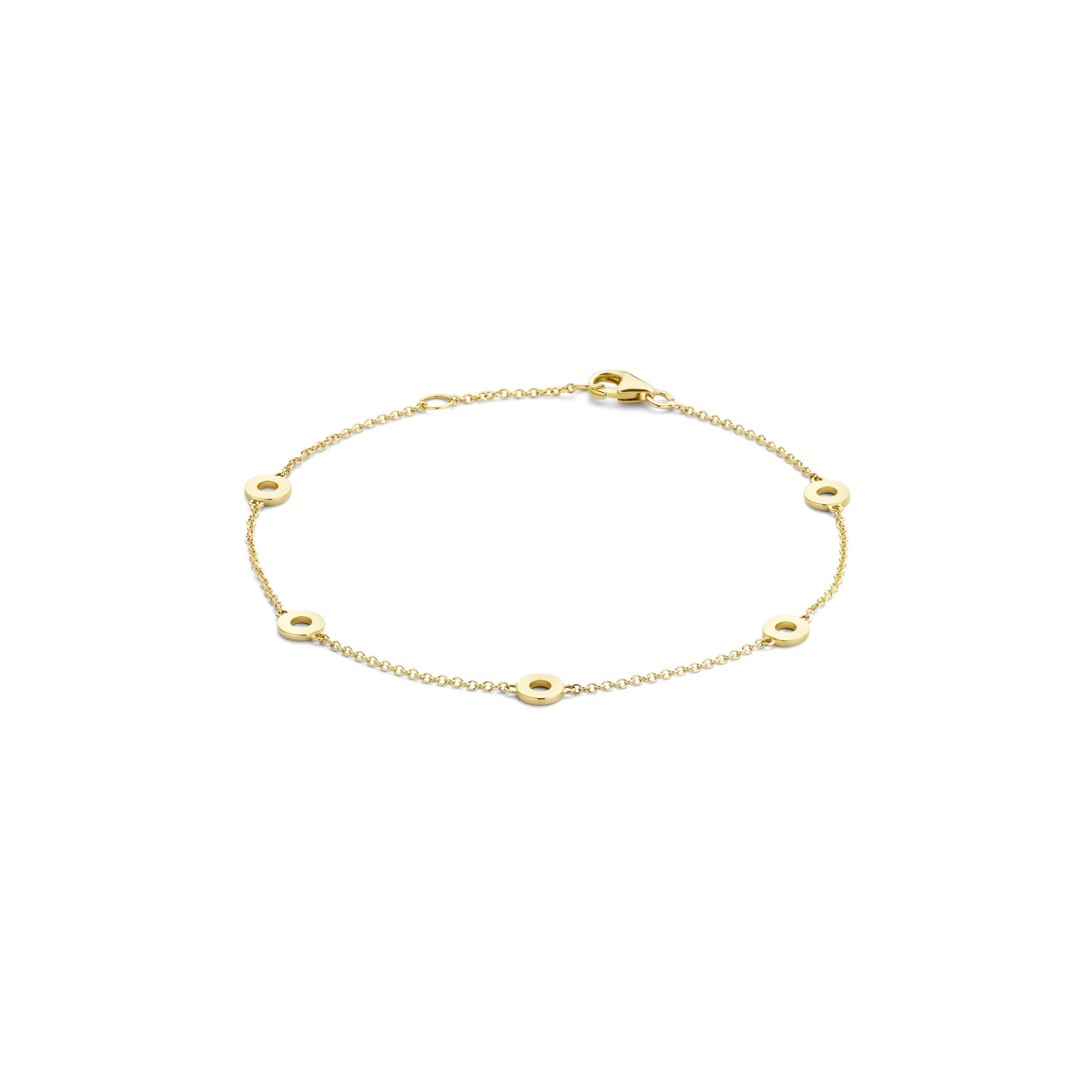 Blush Damen Armband mit 5 goldfarbenen Kreisen aus 585 Gold, 16,5/18 cm Armschmuck für jeden Anlass
