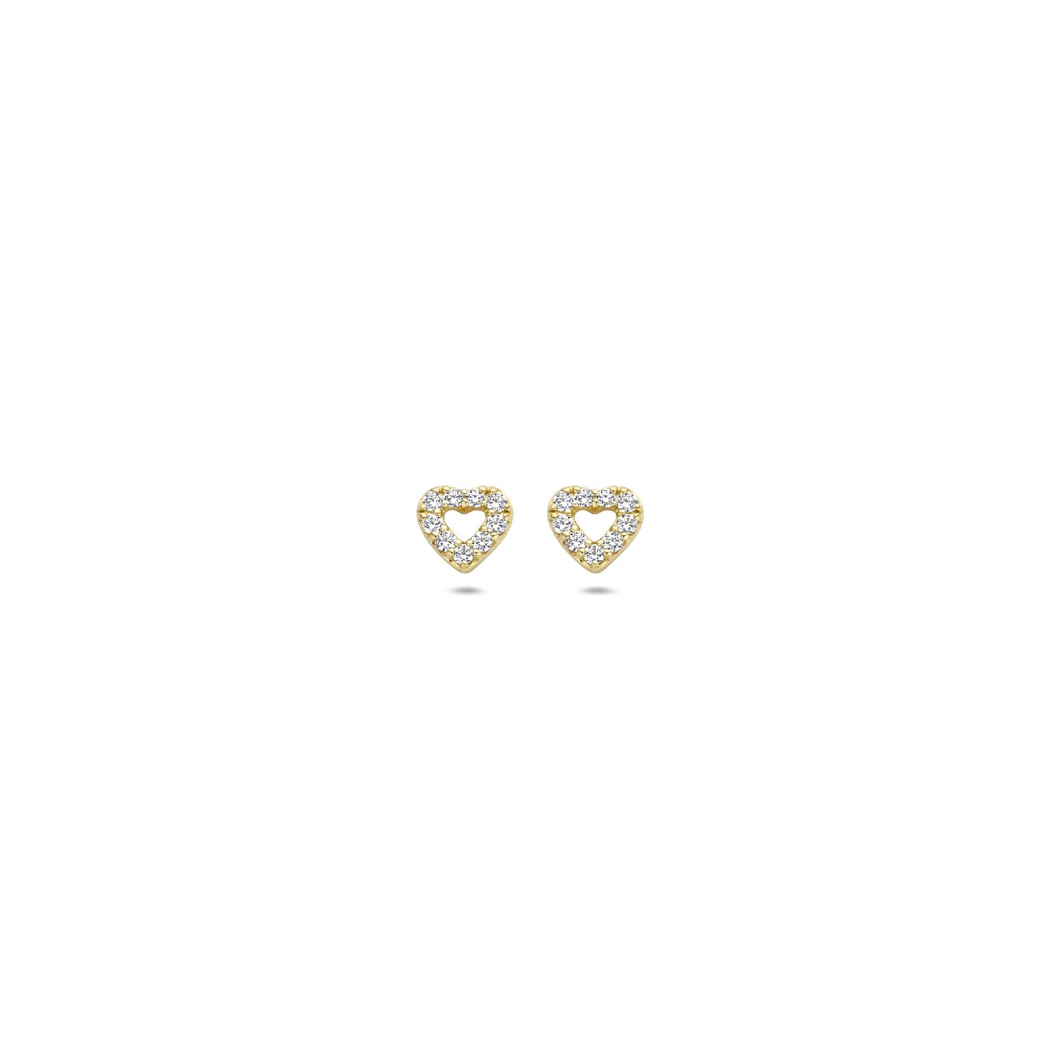 Blush Herz Ohrstecker aus 585 Gold mit Zirkonia für Damen, goldfarben, 4,7x5,1mm Schmuck für besondere Anlässe