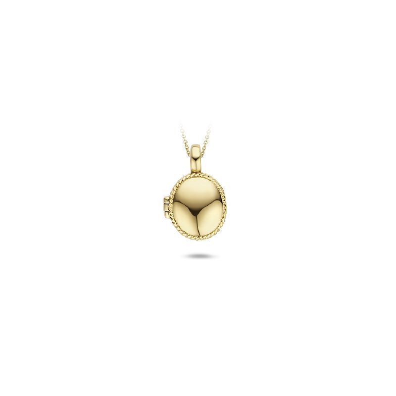 Blush Medaillon Anhänger für Damen, goldfarben, 585 Gold, ca. 8x9mm, mit Kordelrand und Gravurmöglichkeit