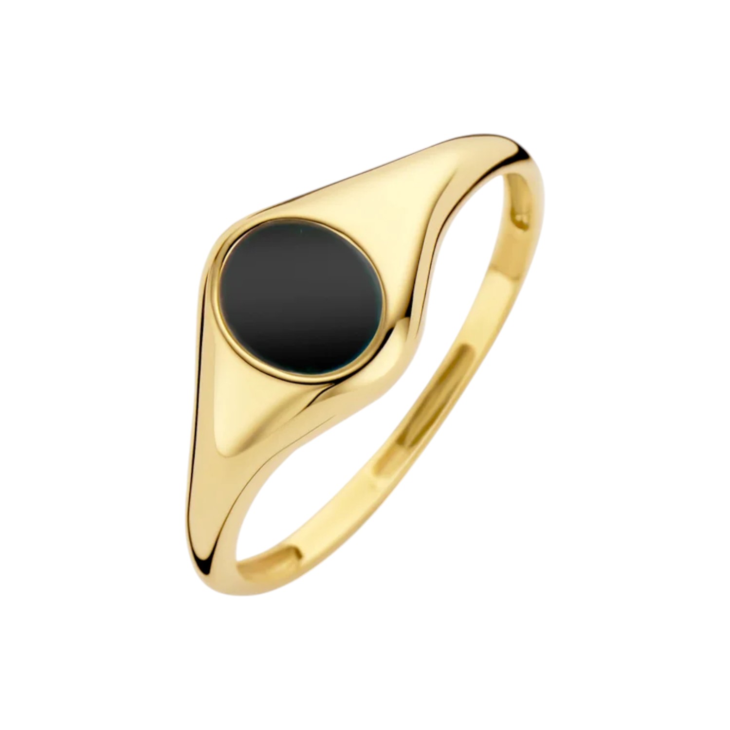 Blush Siegelring Damen 585 Gold mit Onyx 8mm in goldfarben und schwarz, Ringgröße 54