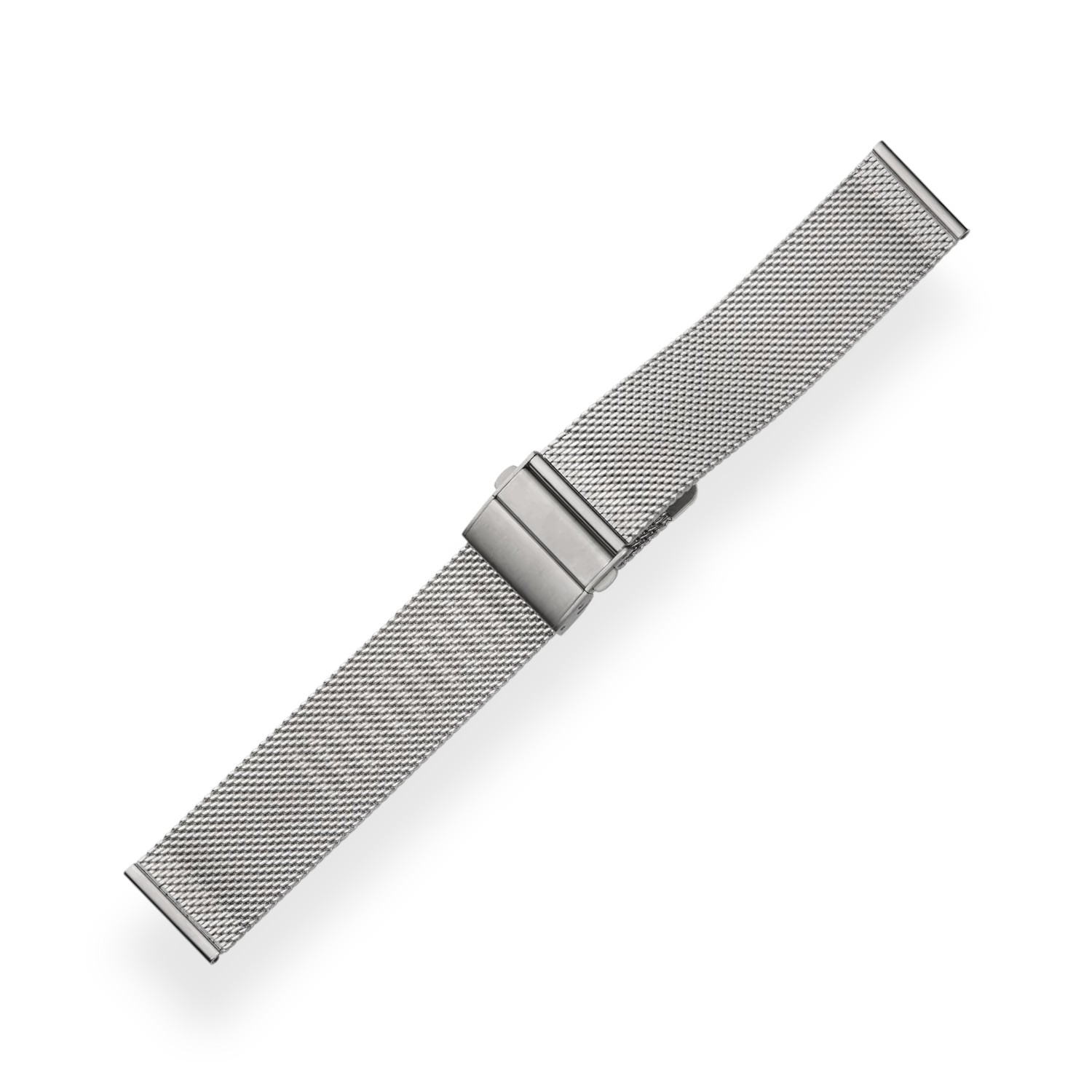 Schmidt Milanaise Uhrenarmband für Herren, silberfarben, 20mm, Edelstahl, mit Faltschließe, 2mm dick