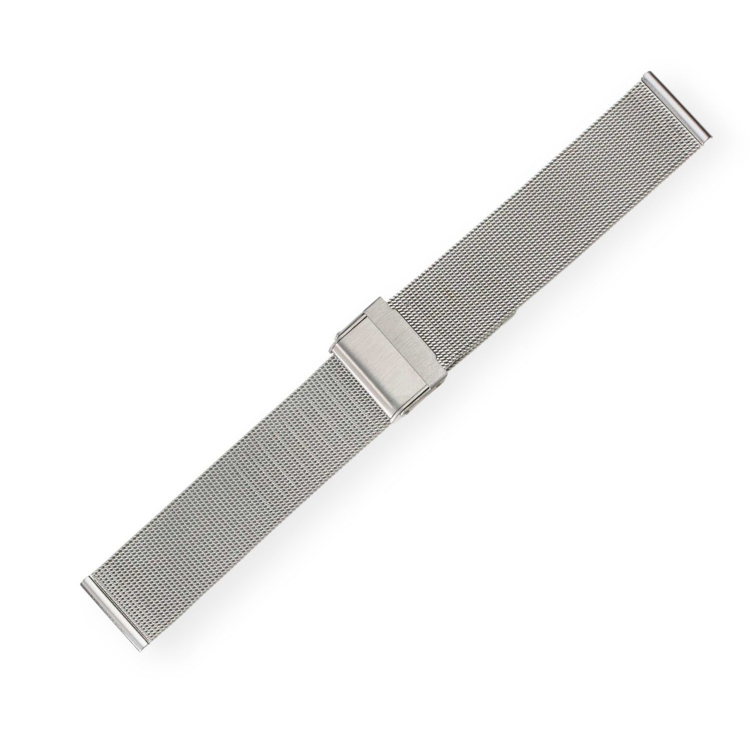 Schmidt Milanaiseband für Armbanduhr aus Edelstahl, silberfarben, 18mm, verstellbarer Klappverschluss für