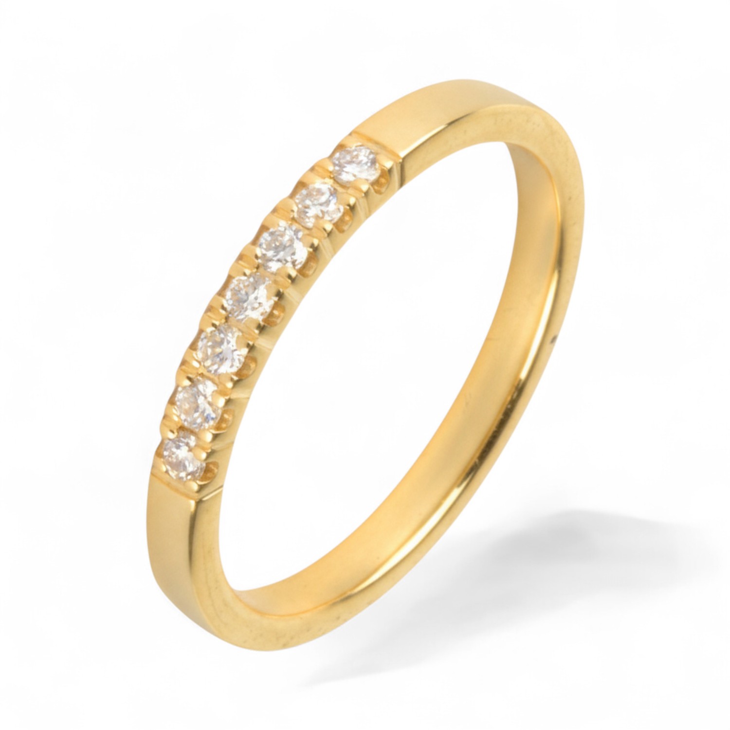 Rubin Damenring mit 7 Brillanten, 0,14 ct, goldfarben, 750er Gold, Verlobungsschmuck, feines Weiß