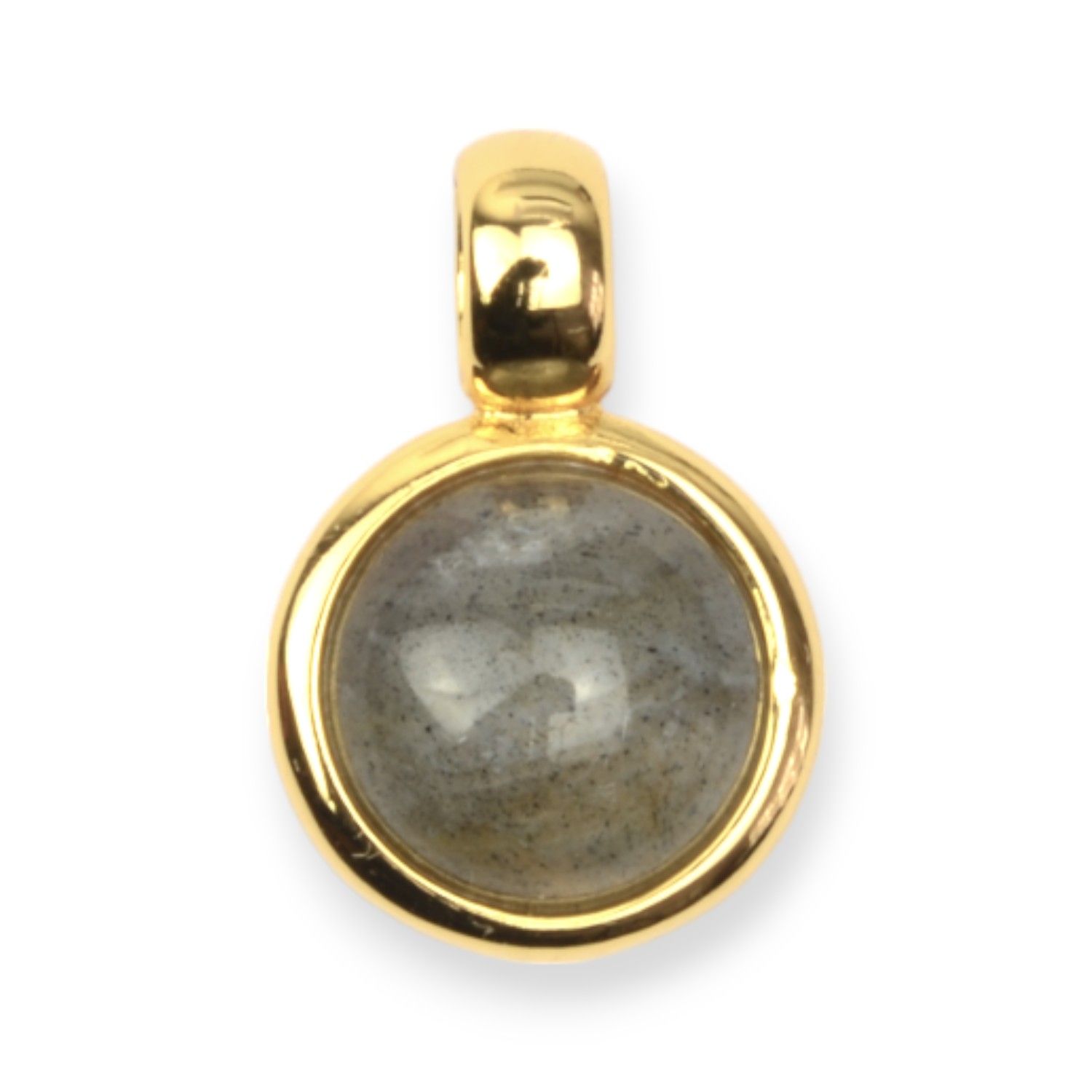 Schmidt Damen Anhänger aus 925 Silber vergoldet mit Labradorit Ø 11,5mm goldfarben grau
