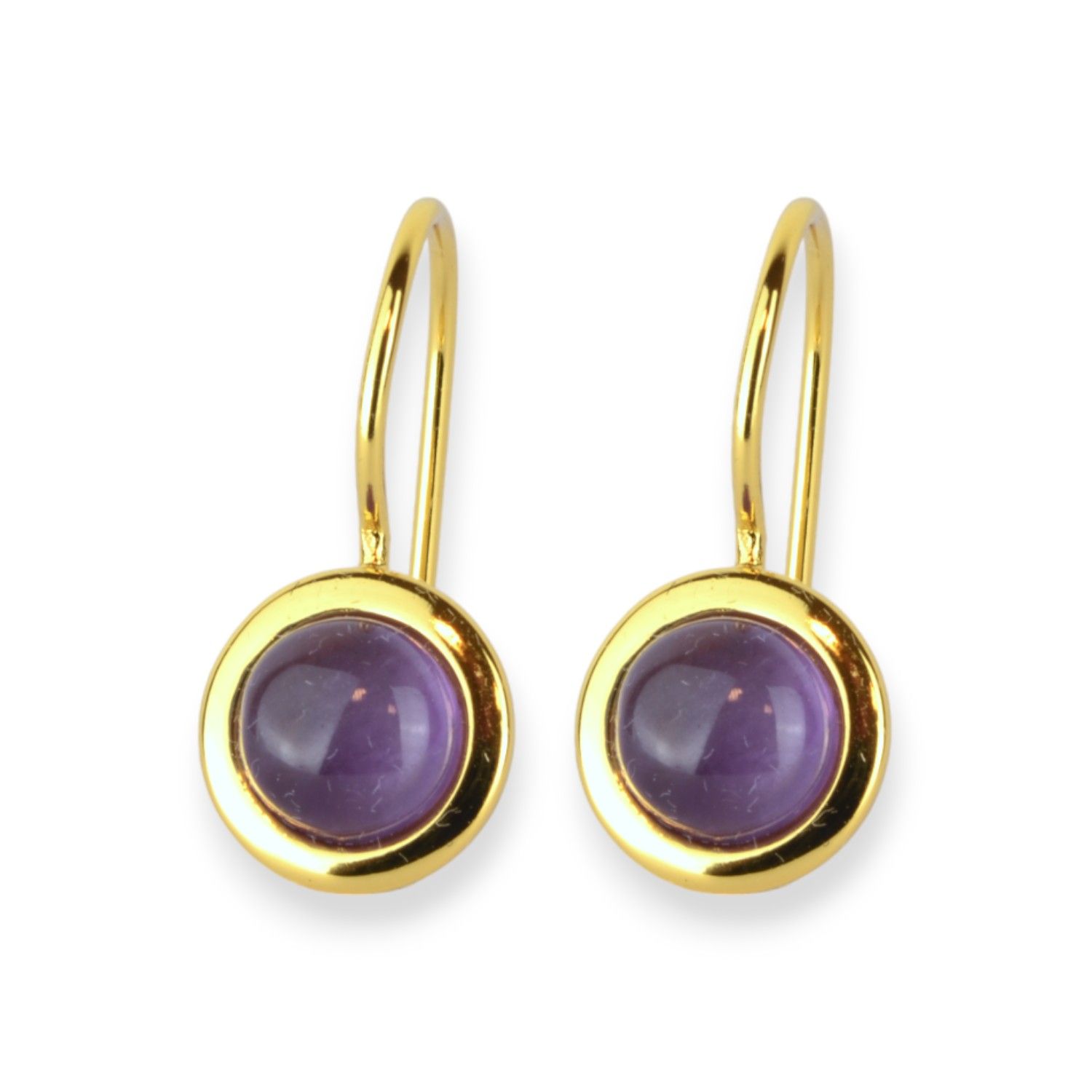 Schmidt Ohrhänger aus 925 Silber vergoldet mit Amethyst für Damen, Ø 10,5mm, goldfarben-violett
