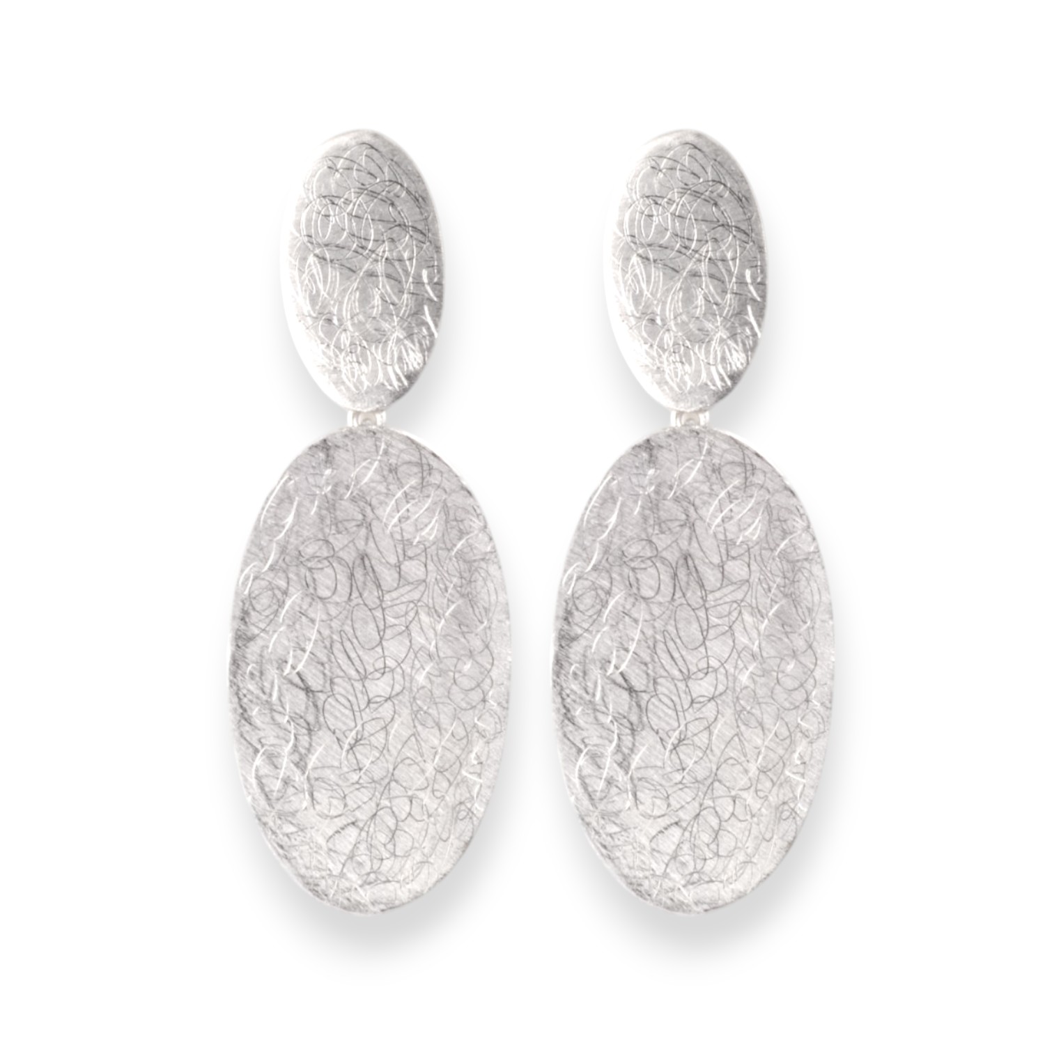 Schmidt Ohrhänger aus 925 Silber mit matte Oberfläche und Kratzstruktur für Damen, 50x18,5mm, silberfarben