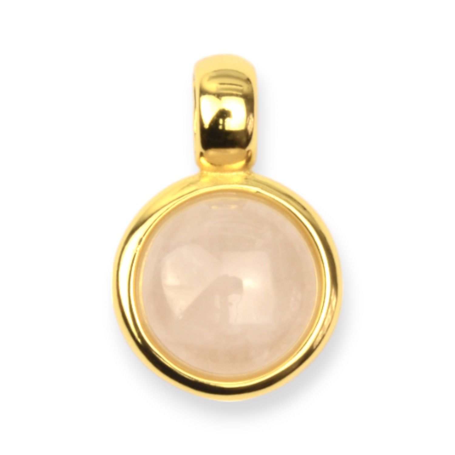 Schmidt Damen Anhänger aus 925 Silber vergoldet mit Rosenquarz, Ø 11,5mm, goldfarben und rosa