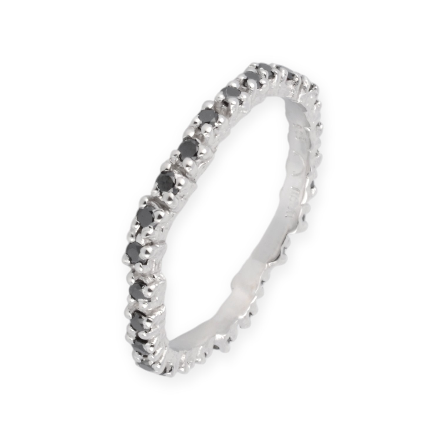 Damen Ring memoire mit schwarzen Diamanten aus rhodiniertem Silber, 0,40 ct, ca. 2,8 mm breit
