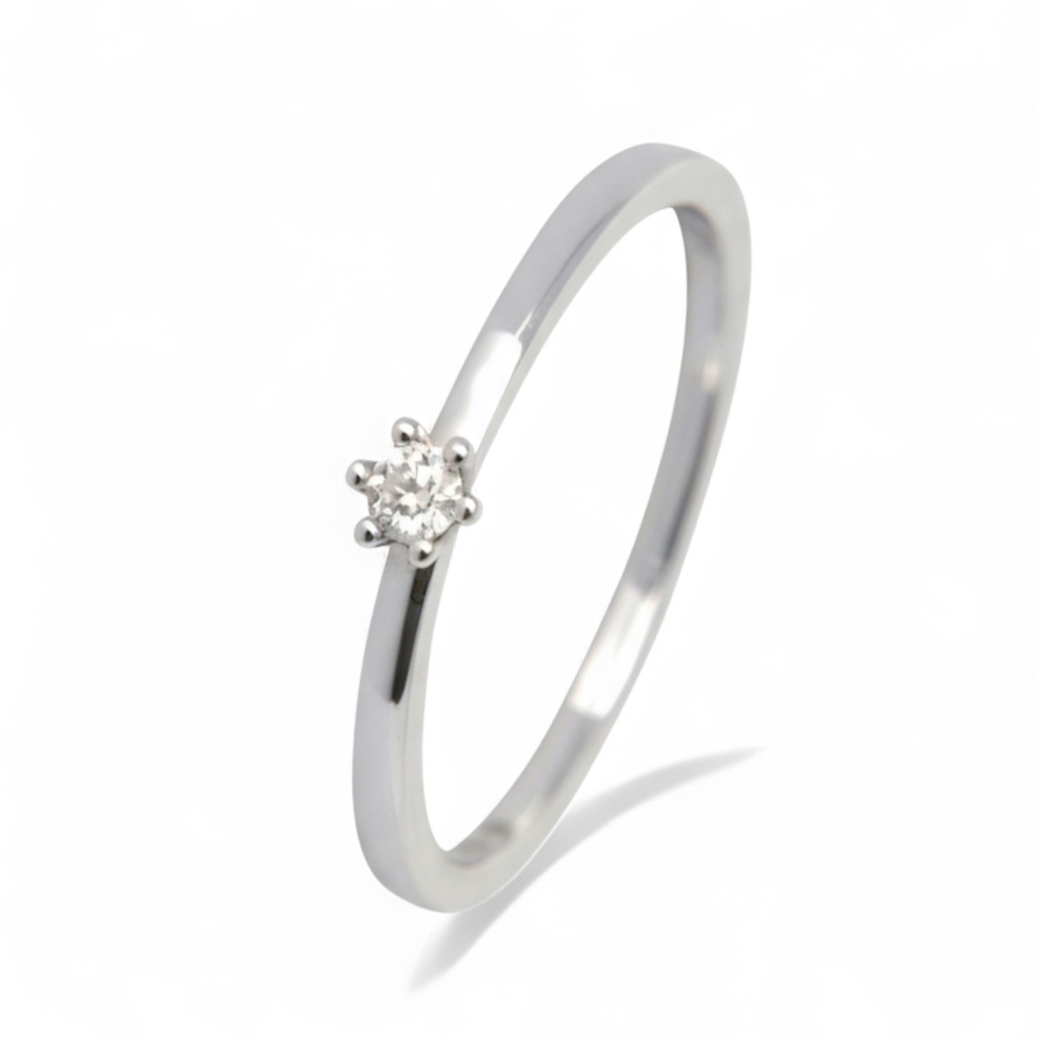 Schmidt Solitärring aus 750 Weißgold mit 0.07ct Brillant für Damen – Verlobungsring in Silberfarben