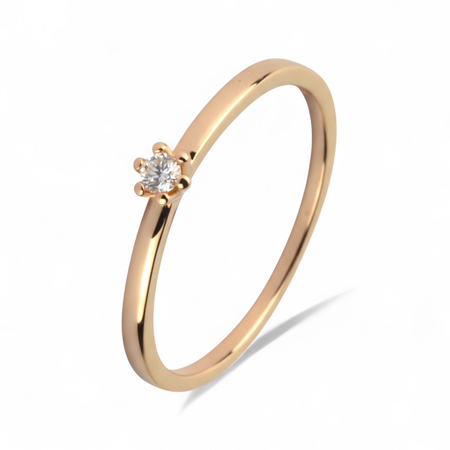 ONE MORE Solitärring mit Brillant 0,050ct in 750er Roségold für Damen – Verlobungsring