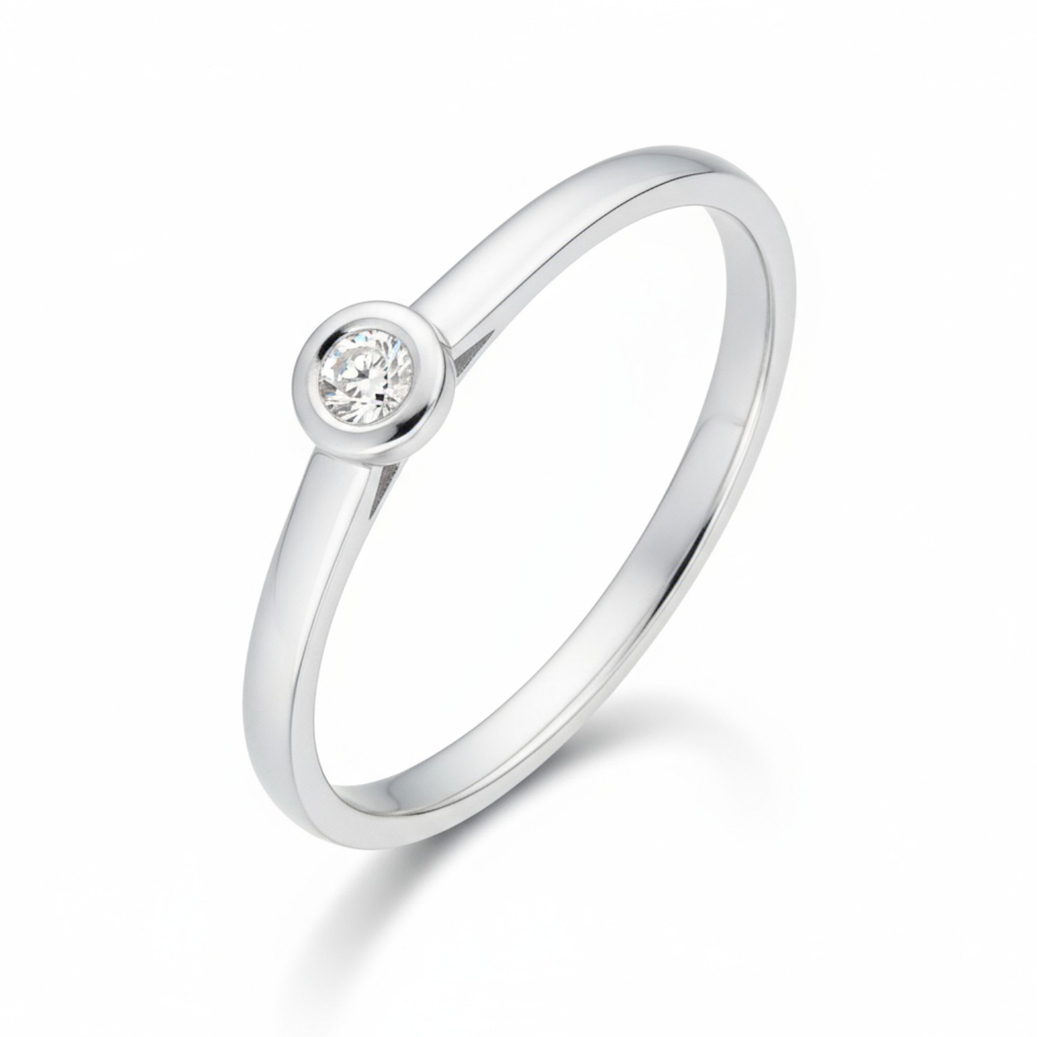 Schmidt Verlobungsring aus 750 Weißgold mit 0,05 ct Brillant für Damen, Ø 4,2mm, Wesselton-Weiß