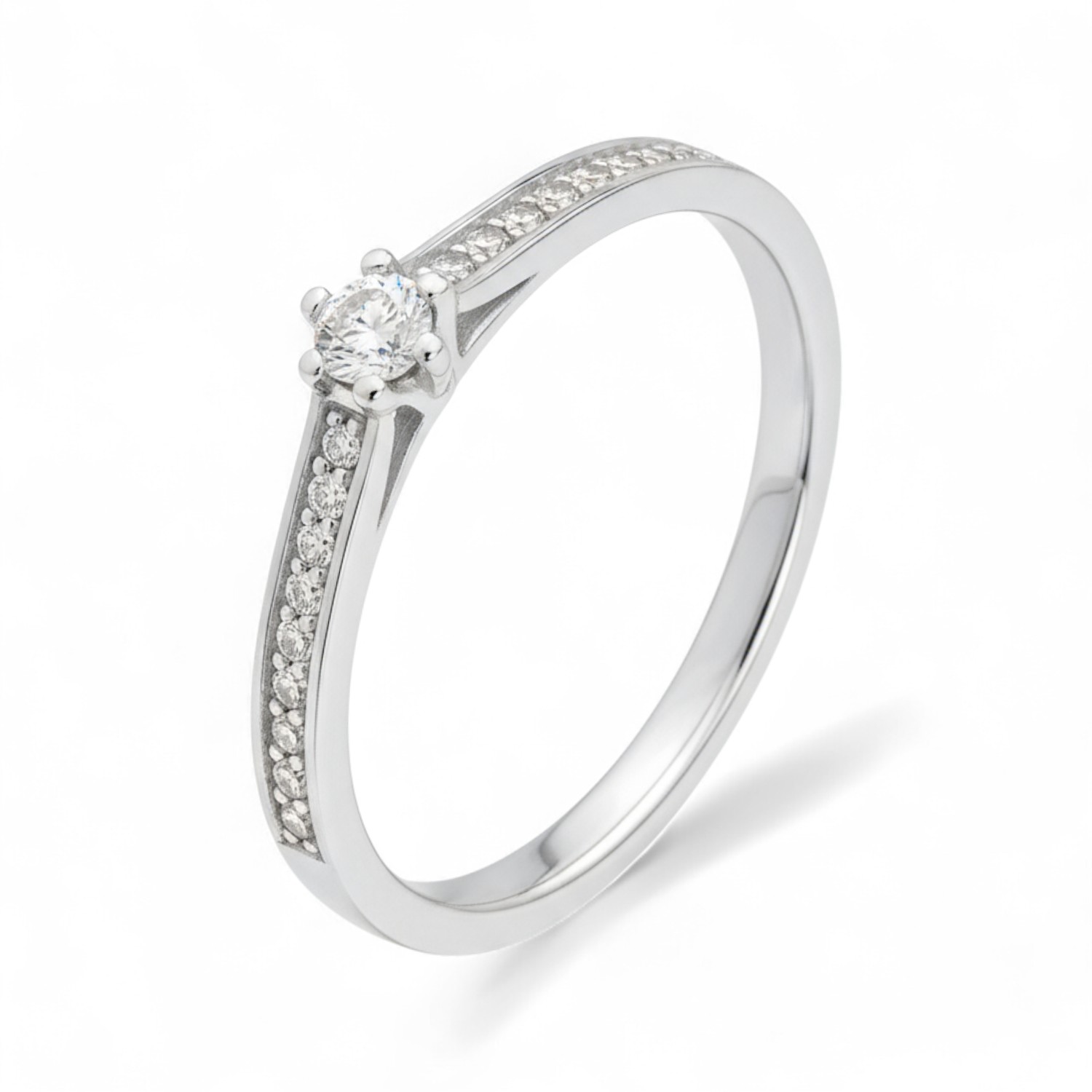 Schmidt Verlobungsring aus 750 Weißgold mit 0,07 ct Brillant für Damen, silberfarben, Größe 54