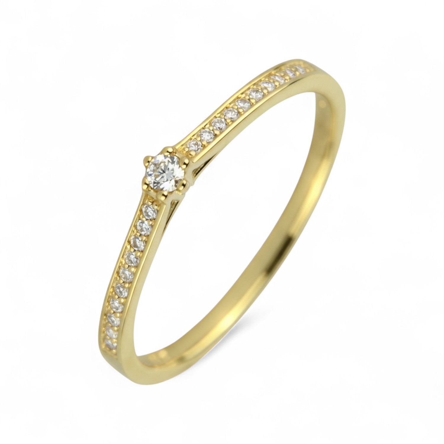 Schmidt Goldring mit 0,04ct Brillant für Damen - Verlobungsring in 750er Gold, Wesselton-Weiß, Ringgröße 52