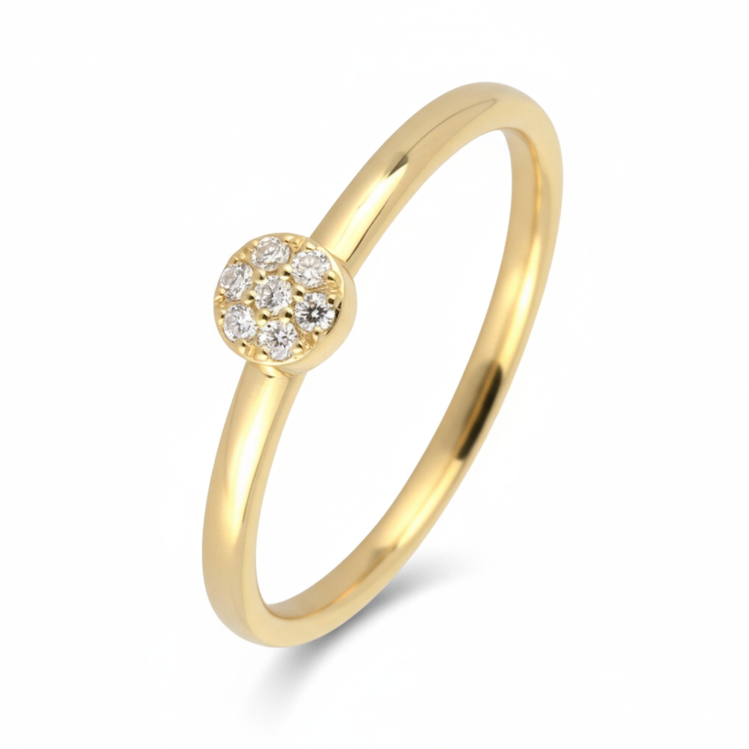 ONE MORE Verlobungsring mit 7 Brillanten, 0,13 ct, goldfarben, Damen, Größe 4,4mm, VSI, Top Wesselton
