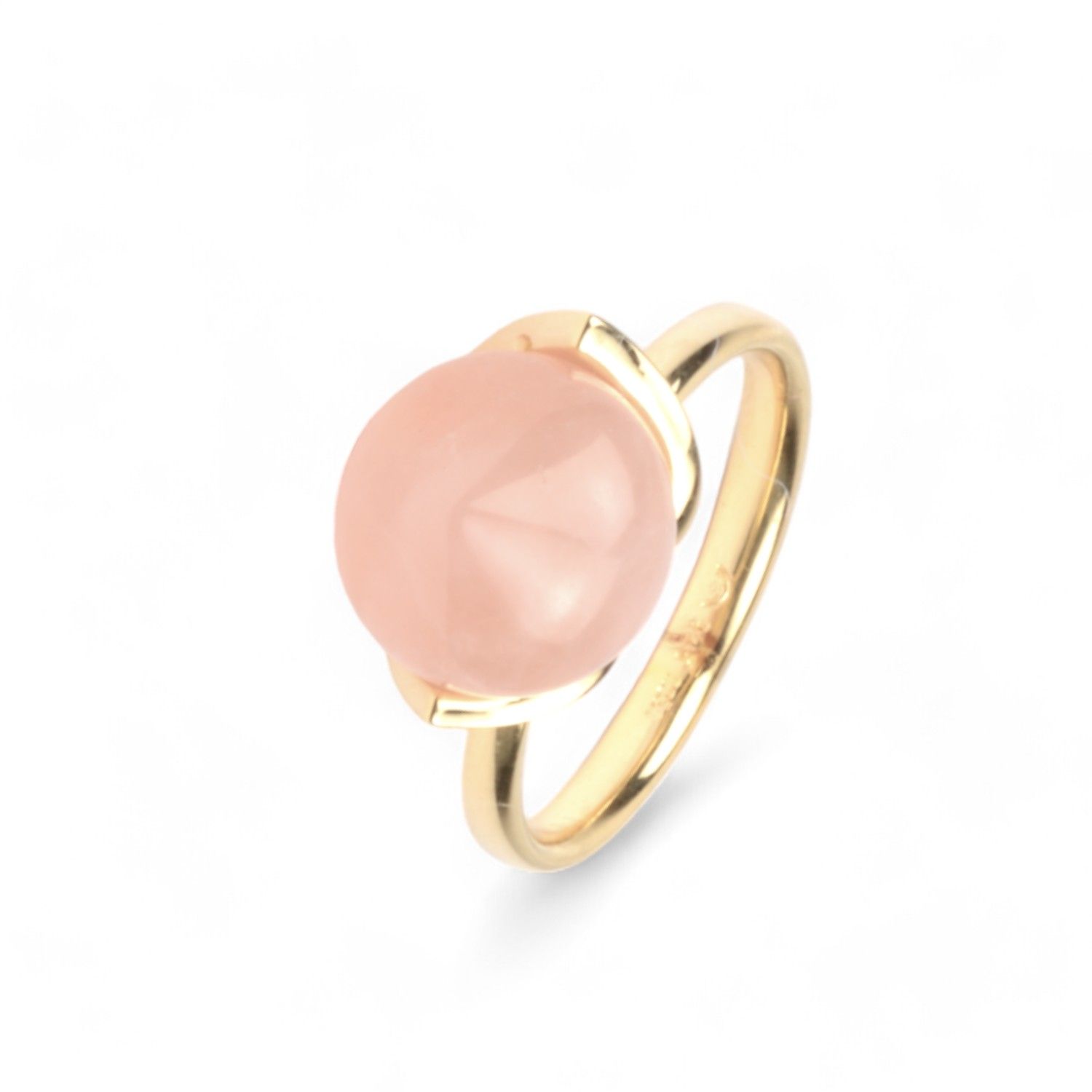 noën Damenring mit rosa Rosenquarz, 925 Silber vergoldet, Größe 56, elegant und feminin