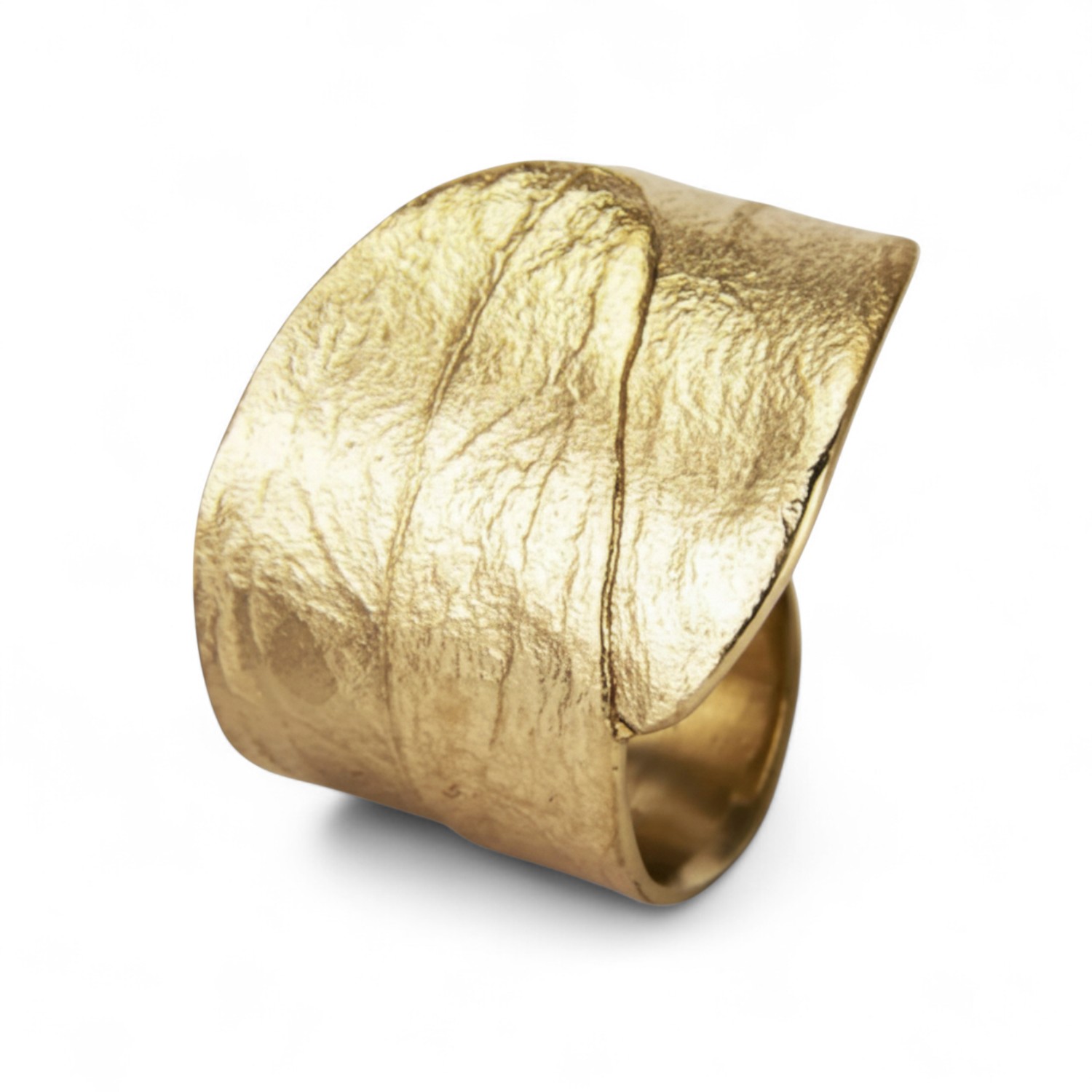 noën Damenring Olivia Blatt aus 925 Silber vergoldet in Gold, Größe 58, elegant und stilvoll
