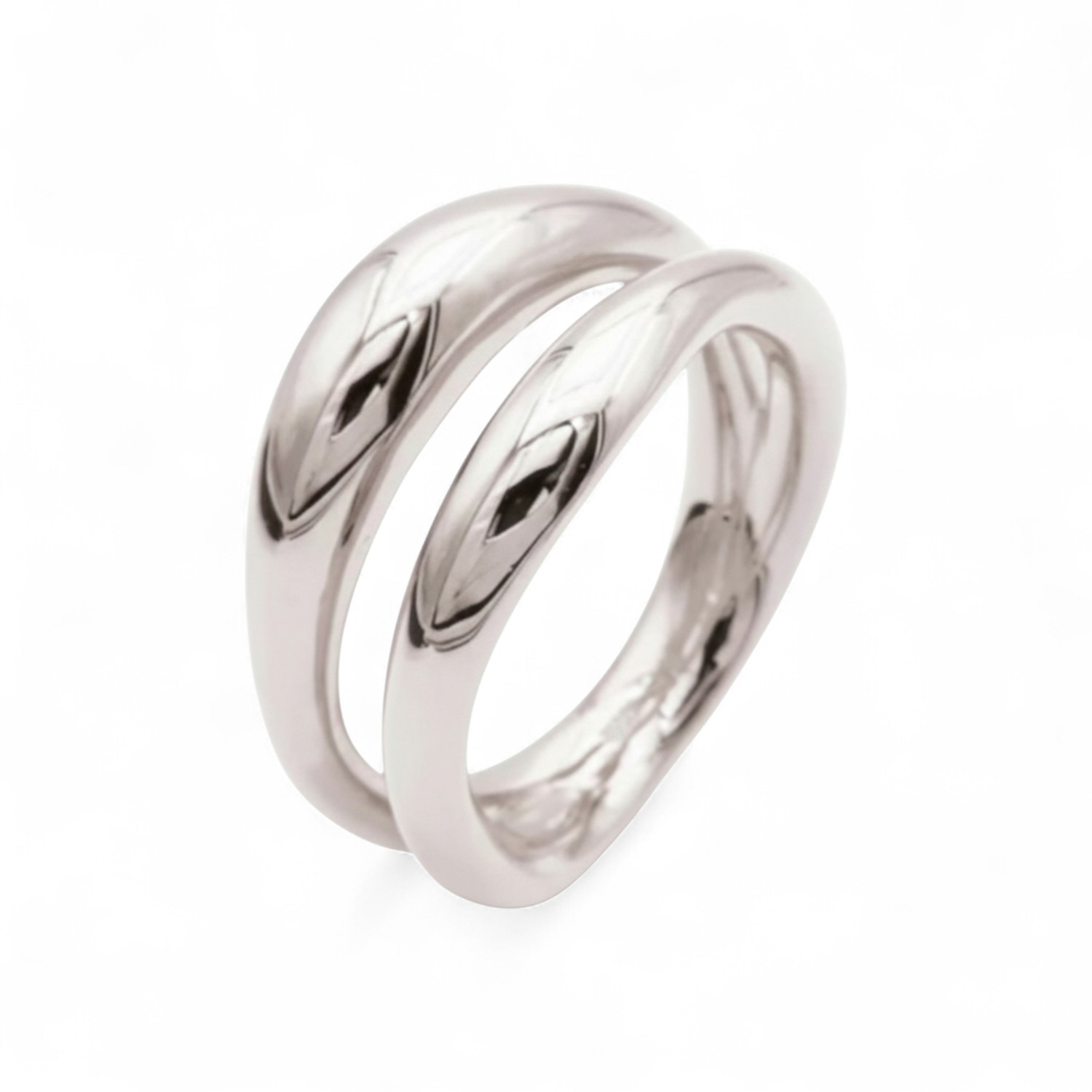 noën Ring Two Damenring aus 925 Silber, ca. 12mm breit, silberfarben, Größe 56