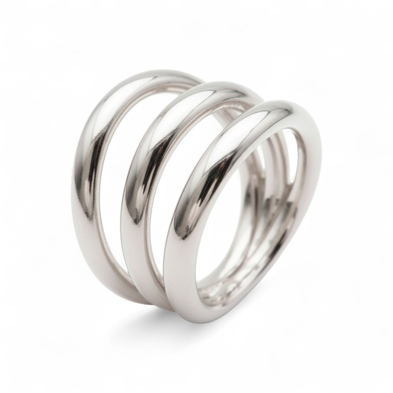 noën Ring Three Damenring aus 925 Silber, ca. 17mm breit, silberfarben, Größe 58
